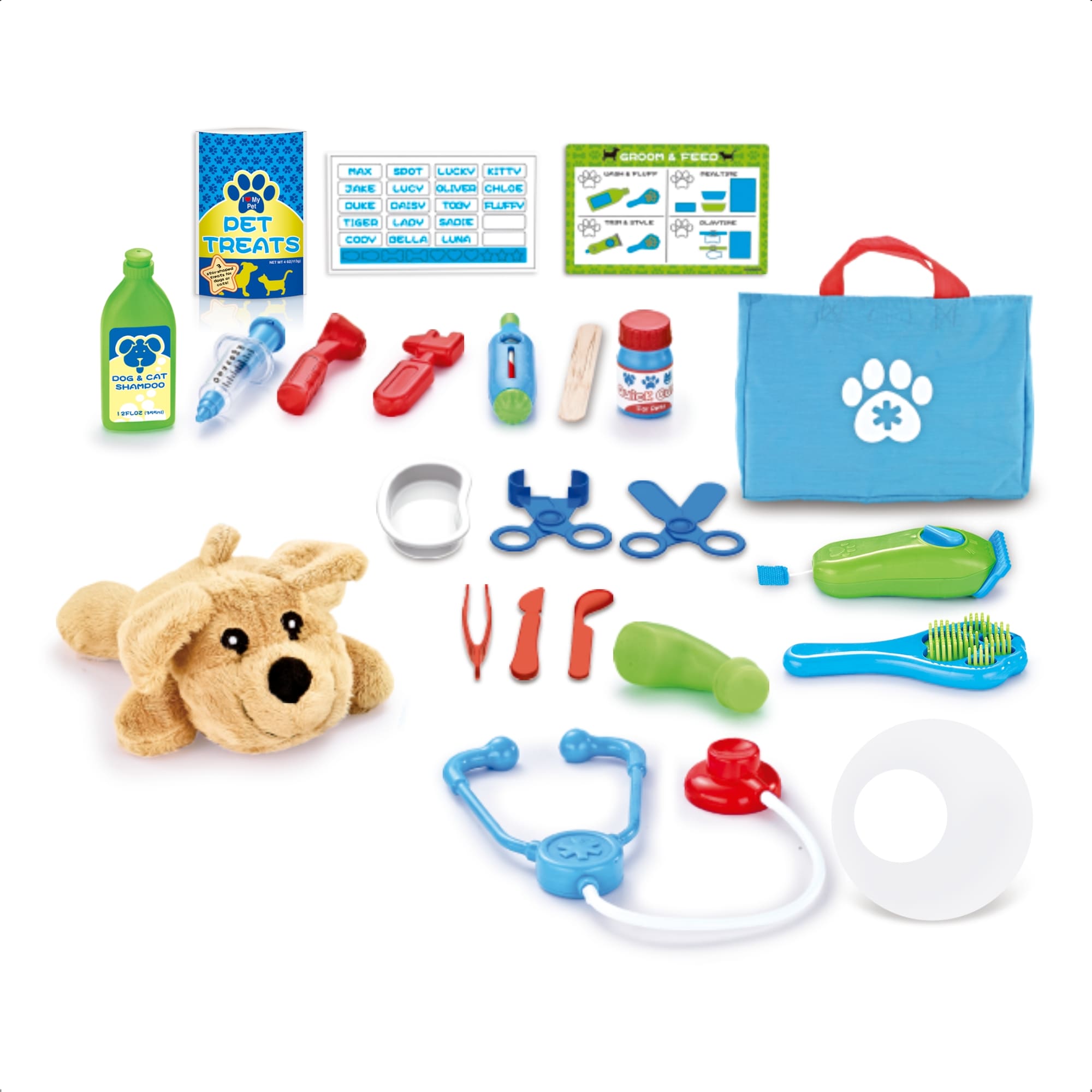 Brinquedo Kit Veterinário Acessórios 23 Peças Bicho Pelúcia Faz de Conta Fenix - VET-710
