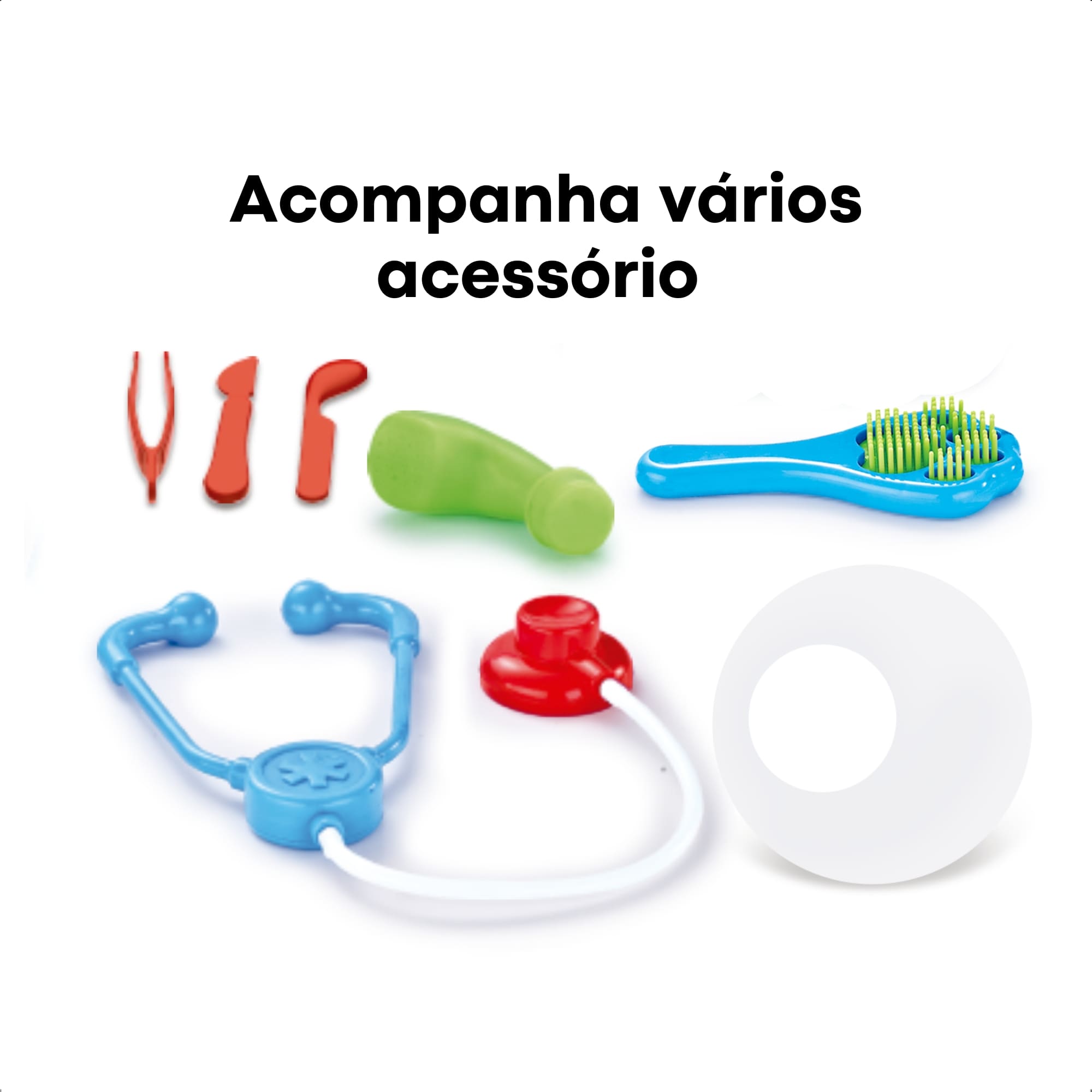 Brinquedo Kit Veterinário Acessórios 23 Peças Bicho Pelúcia Faz de Conta Fenix - VET-710