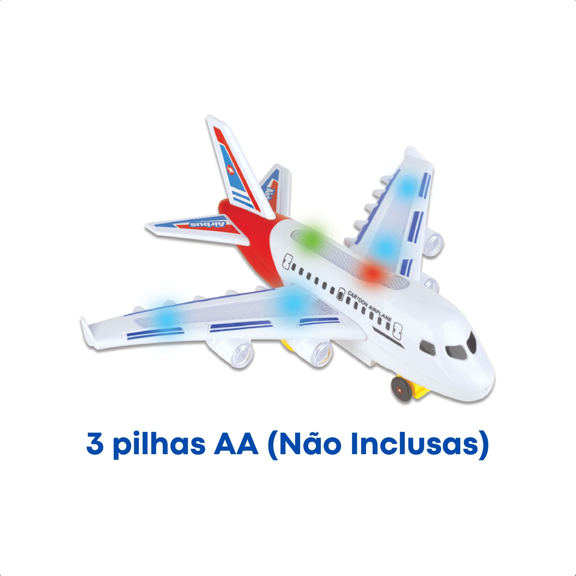 Brinquedo Infantil Avião Airbus c/ Luzes Função Bate Volta Asas Cor Branco-Fenix Brinquedos 777-30