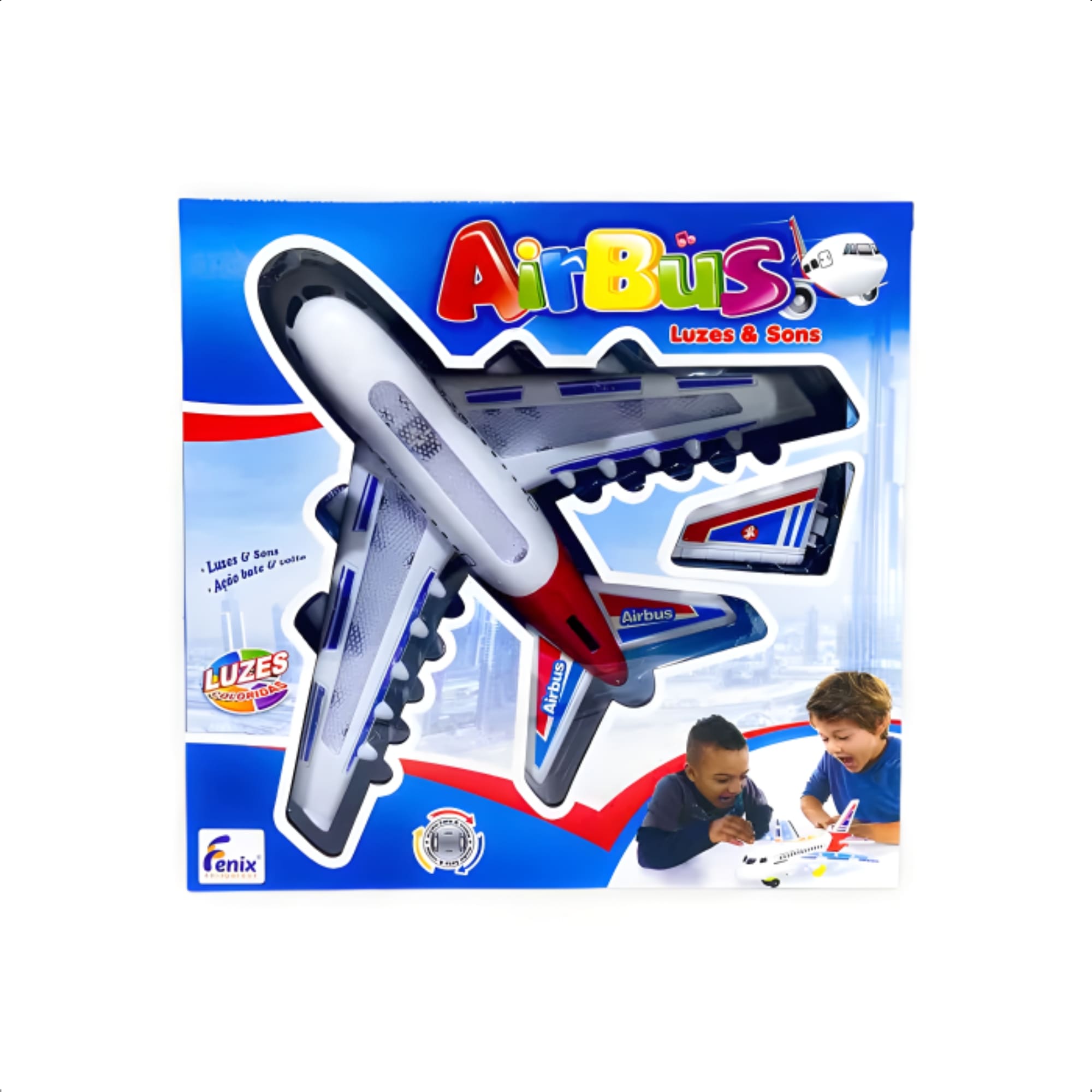 Brinquedo Infantil Avião Airbus c/ Luzes Função Bate Volta Asas Cor Branco-Fenix Brinquedos 777-30