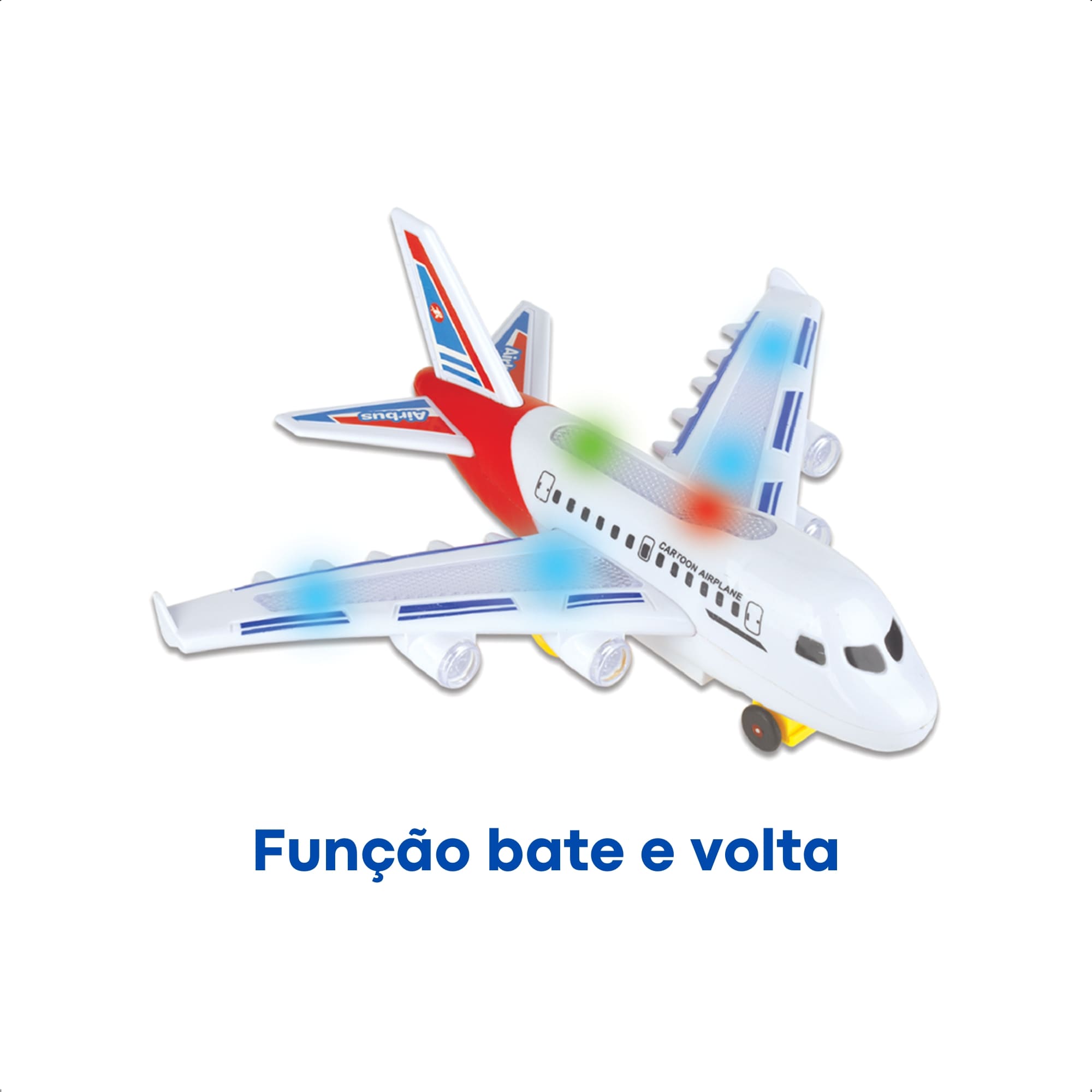 Brinquedo Infantil Avião Airbus c/ Luzes Função Bate Volta Asas Cor Branco-Fenix Brinquedos 777-30