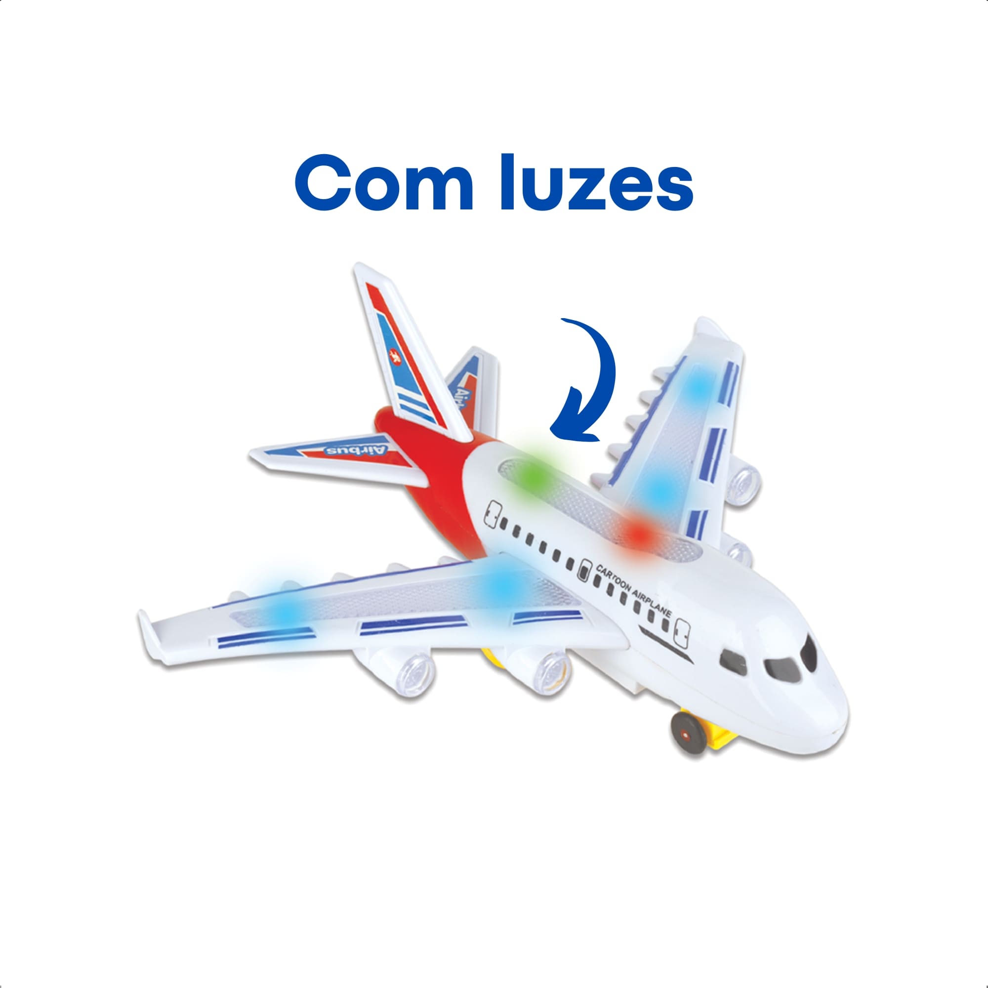 Brinquedo Infantil Avião Airbus c/ Luzes Função Bate Volta Asas Cor Branco-Fenix Brinquedos 777-30