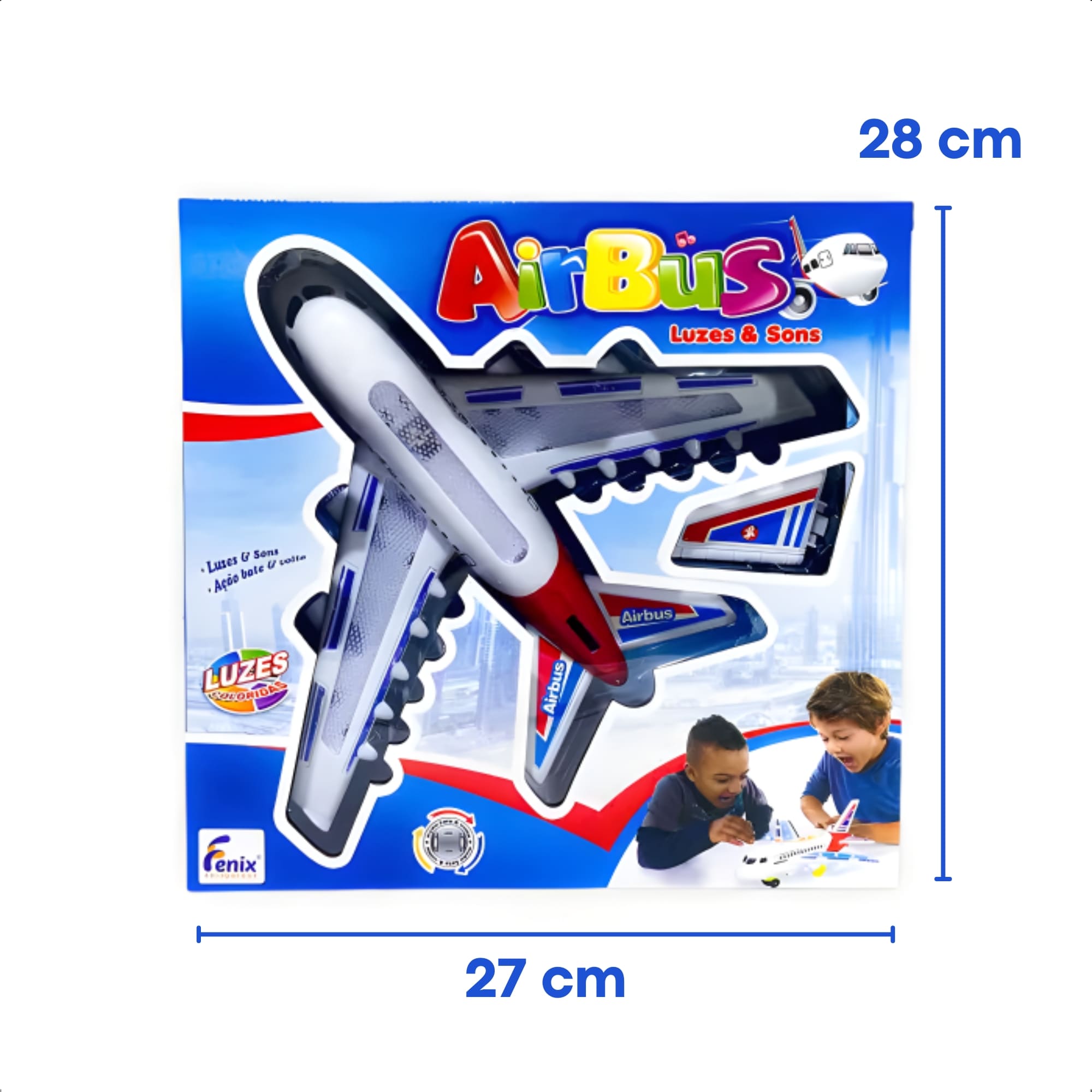 Brinquedo Infantil Avião Airbus c/ Luzes Função Bate Volta Asas Cor Branco-Fenix Brinquedos 777-30