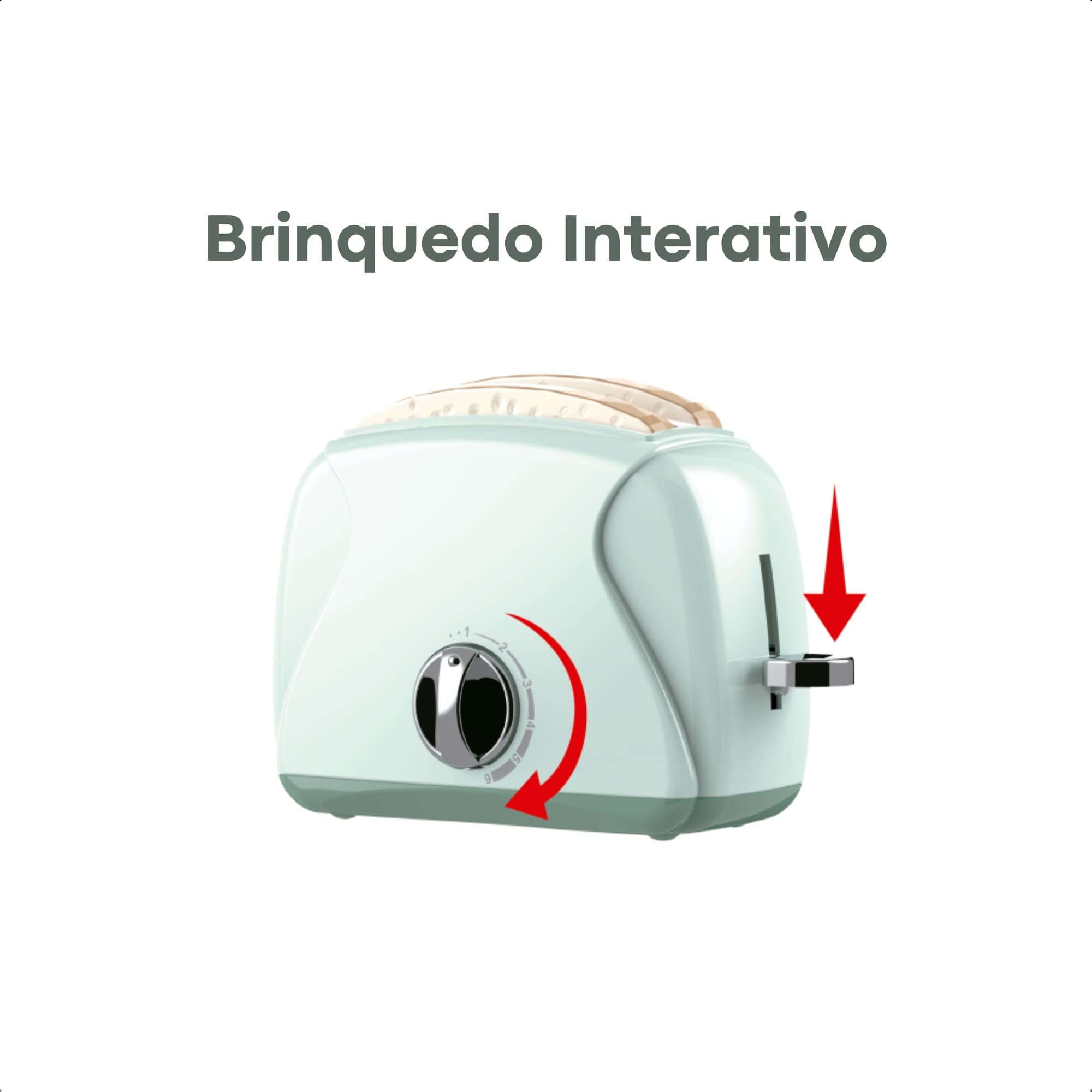 Brinquedo Infantil Torradeira Mini Cozinha 2 Fatias de Pão Faz de Conta Fenix Brinquedos LKC-987