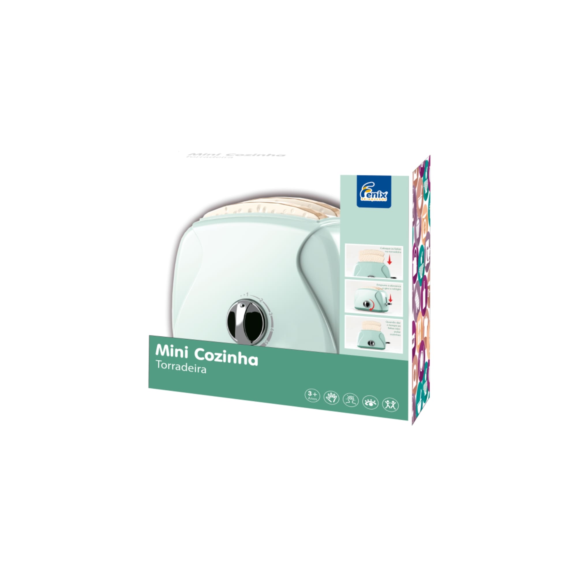 Brinquedo Infantil Torradeira Mini Cozinha 2 Fatias de Pão Faz de Conta Fenix Brinquedos LKC-987
