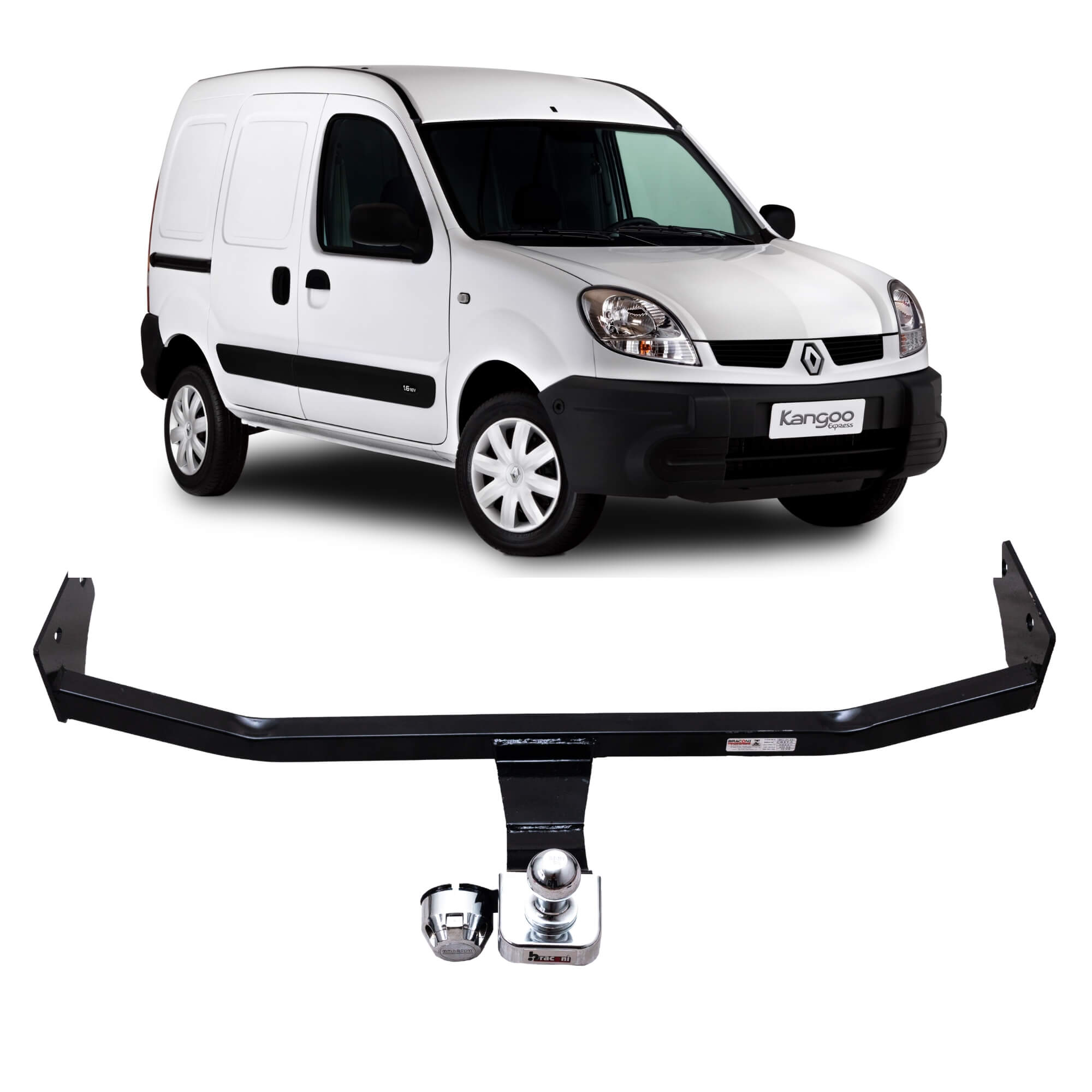 Engate Reboque Kangoo Até 2024 Fixo Bola Cromada 50mm Cromada Braconi IM-248