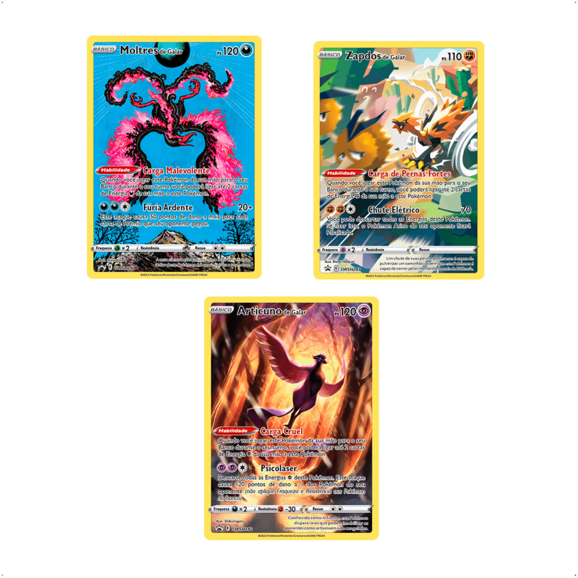 Pokemon TCG 3 Latas Articuno Zapdos Moltres De Galar Realeza Absoluta Copag - 32193