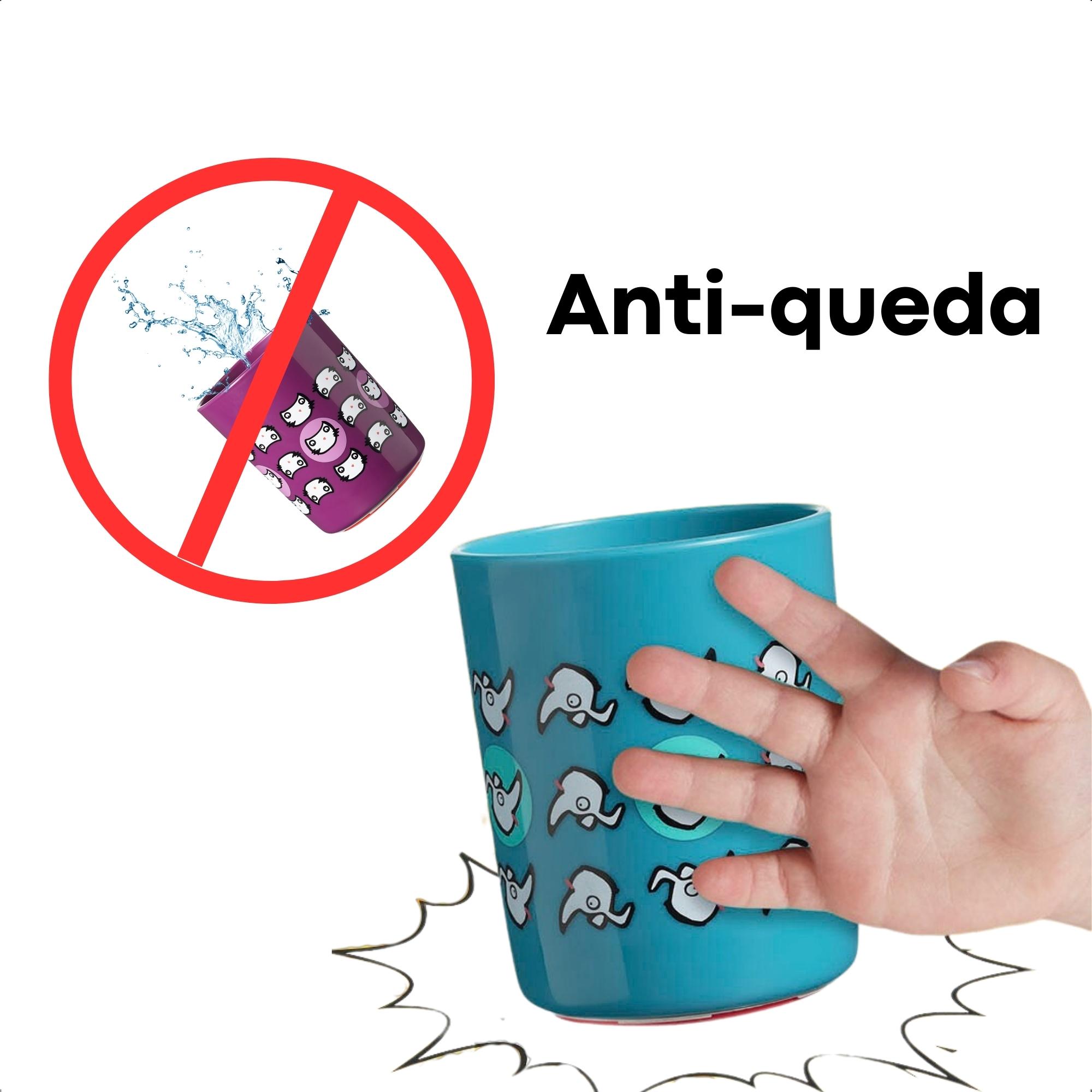 Copo Infantil Anti-queda No Knock 190 ML Difícil de Derrubar Azul Cachorrinhos - Multikids