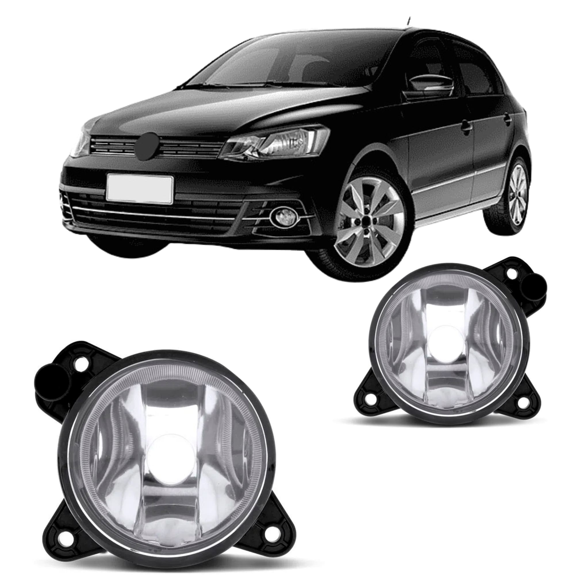 Kit Farol de Milha Gol/Saveiro G5 2009 a 2012 Moldura Preta c/ Botão Tic Tac 2 Pinos Suits - STS031VW