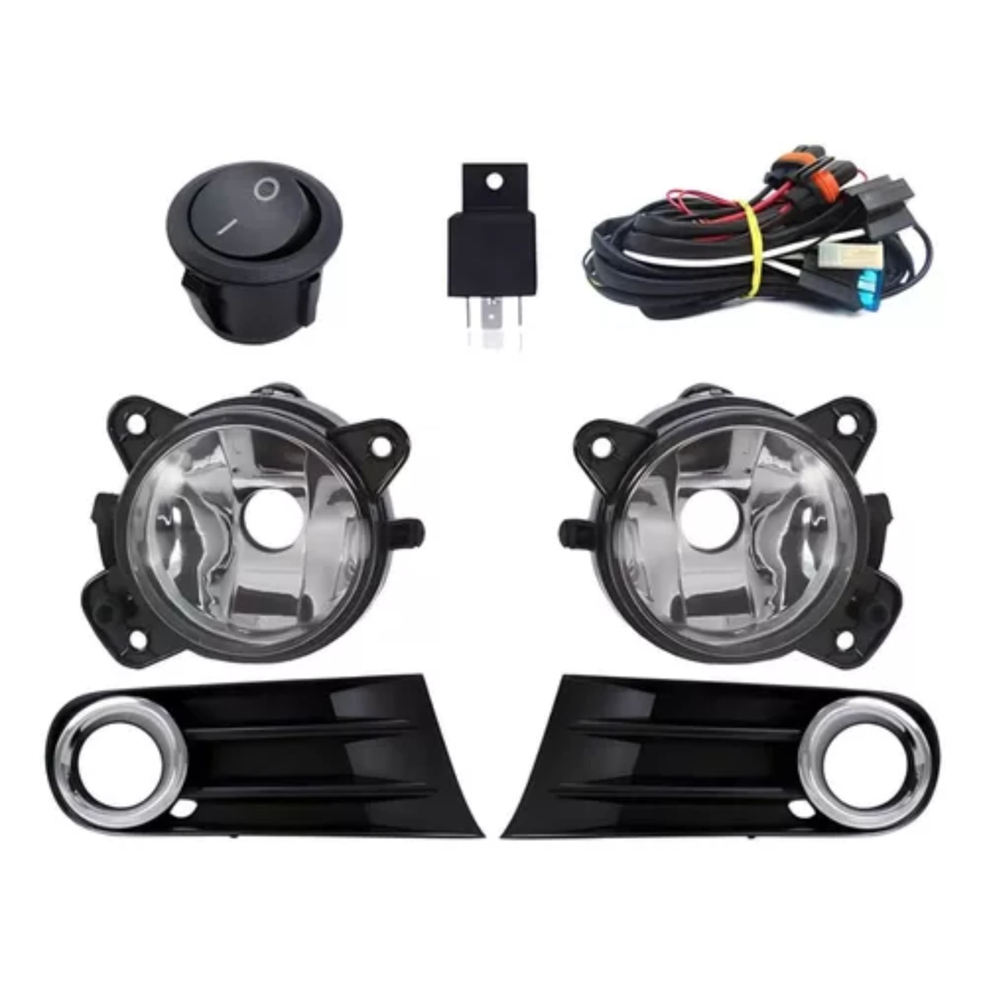 Kit Farol de Milha Gol/Saveiro G5 2009 a 2012 Moldura Preta c/ Botão Tic Tac 2 Pinos Suits - STS031VW