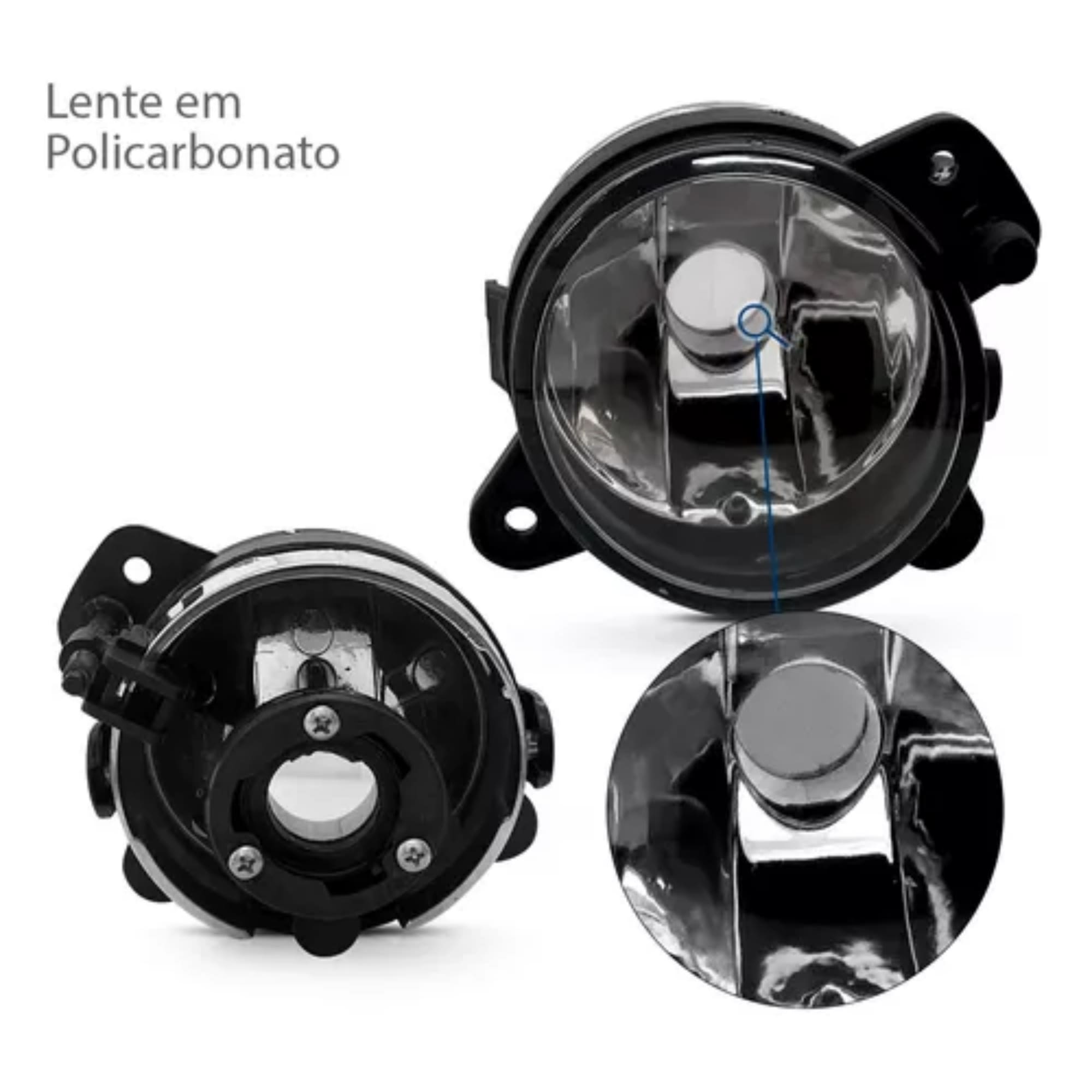 Kit Farol de Milha Gol/Saveiro G5 2009 a 2012 Moldura Preta c/ Botão Tic Tac 2 Pinos Suits - STS031VW
