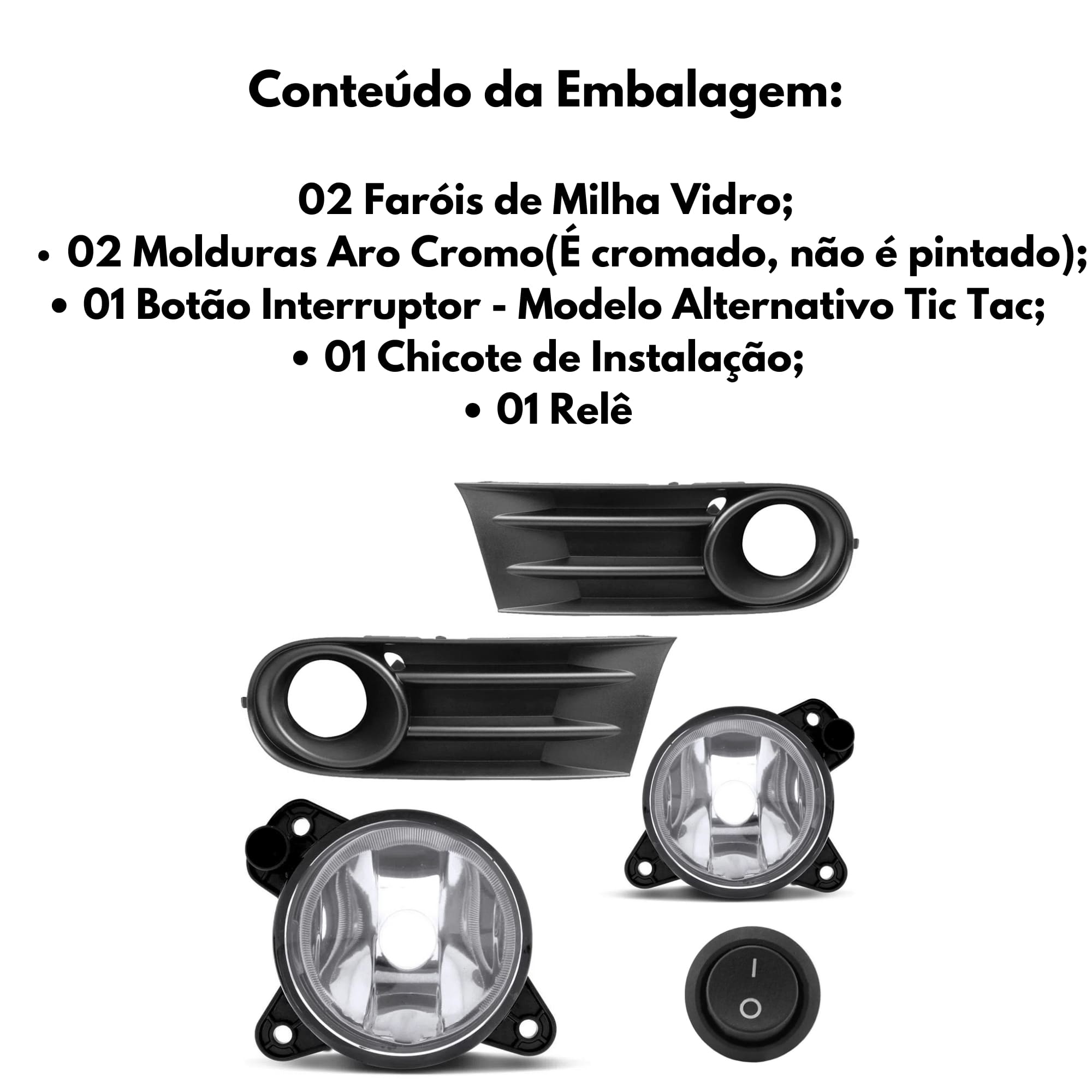 Kit Farol de Milha Gol/Saveiro G5 2009 a 2012 Moldura Preta c/ Botão Tic Tac 2 Pinos Suits - STS031VW