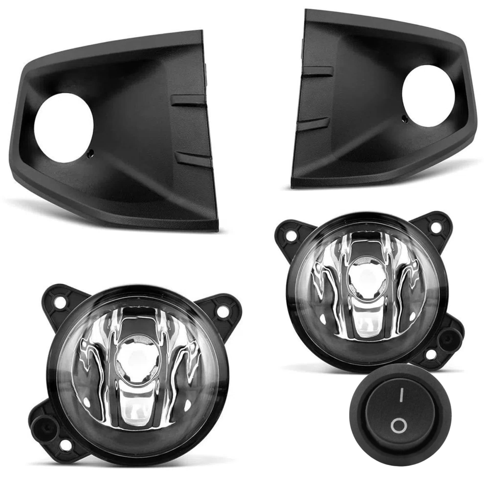 Kit Farol de Milha Saveiro G6 2013 a 2016 Moldura Preta Botão Tic Tac 2 Pinos Suits - STS043VW