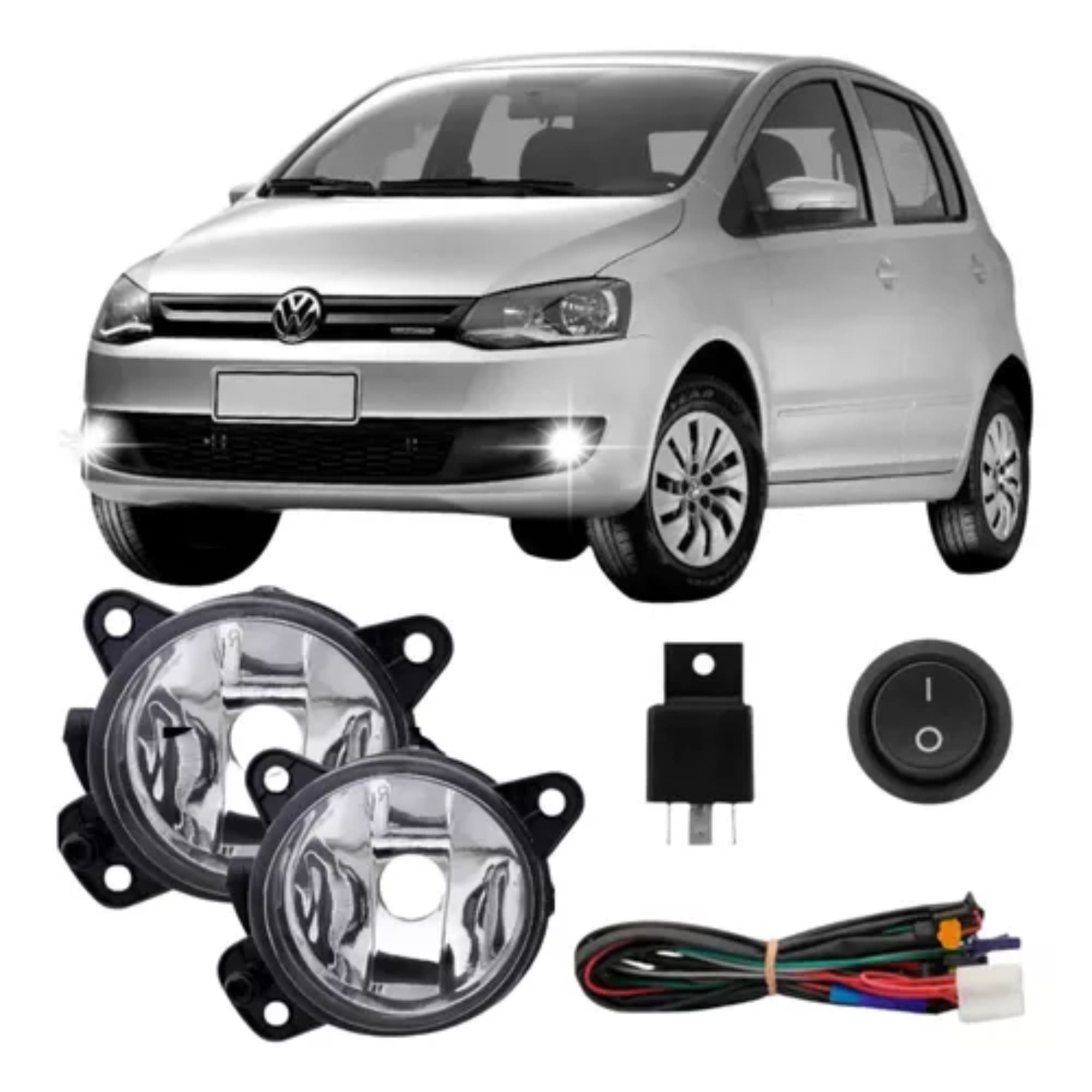Kit Farol de Milha Fox 2010 até 2013 Moldura Cromo Botão Tic Tac 2 Pinos Suits - STS049VW