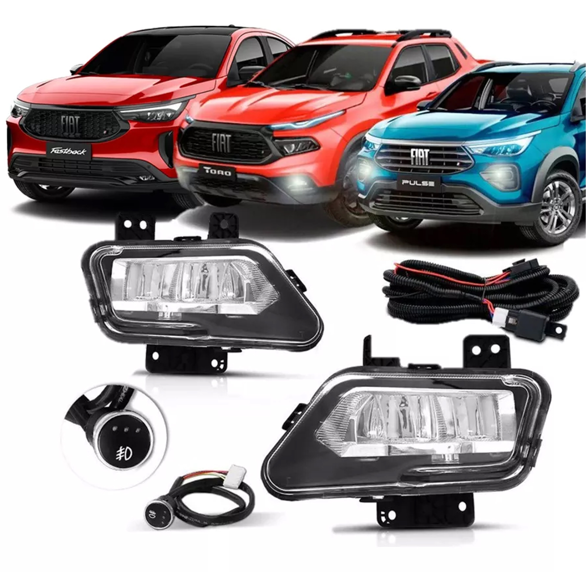Kit Farol Milha Fastback Pulse Renegade Toro 2022/ Botão Touch Suits - STS061FT