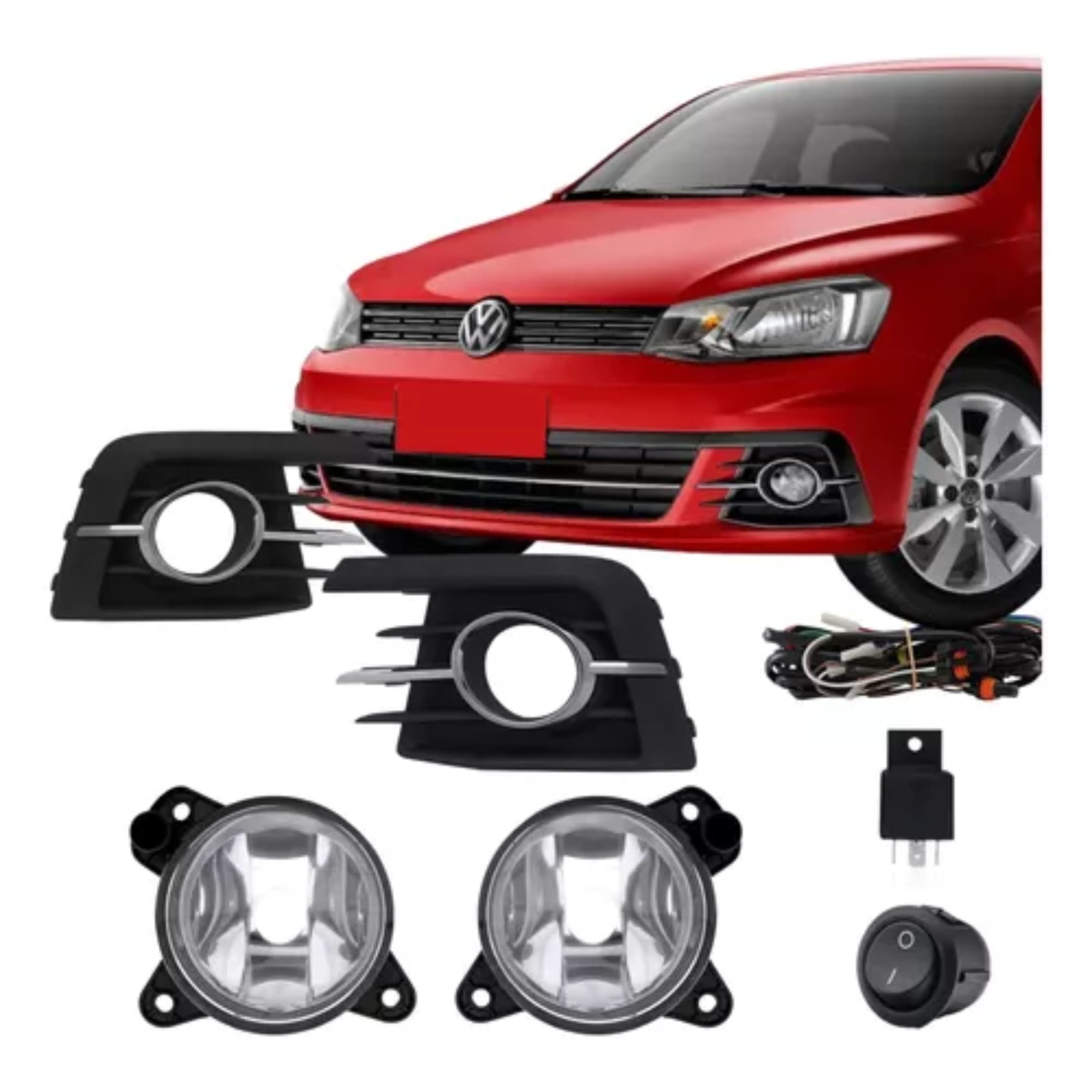 KIt Farol de Milha Moldura Cromo Botão Tic Tac 2 Pinos Gol/Voyage G7 2016 a 2018 Suits - STS064VW
