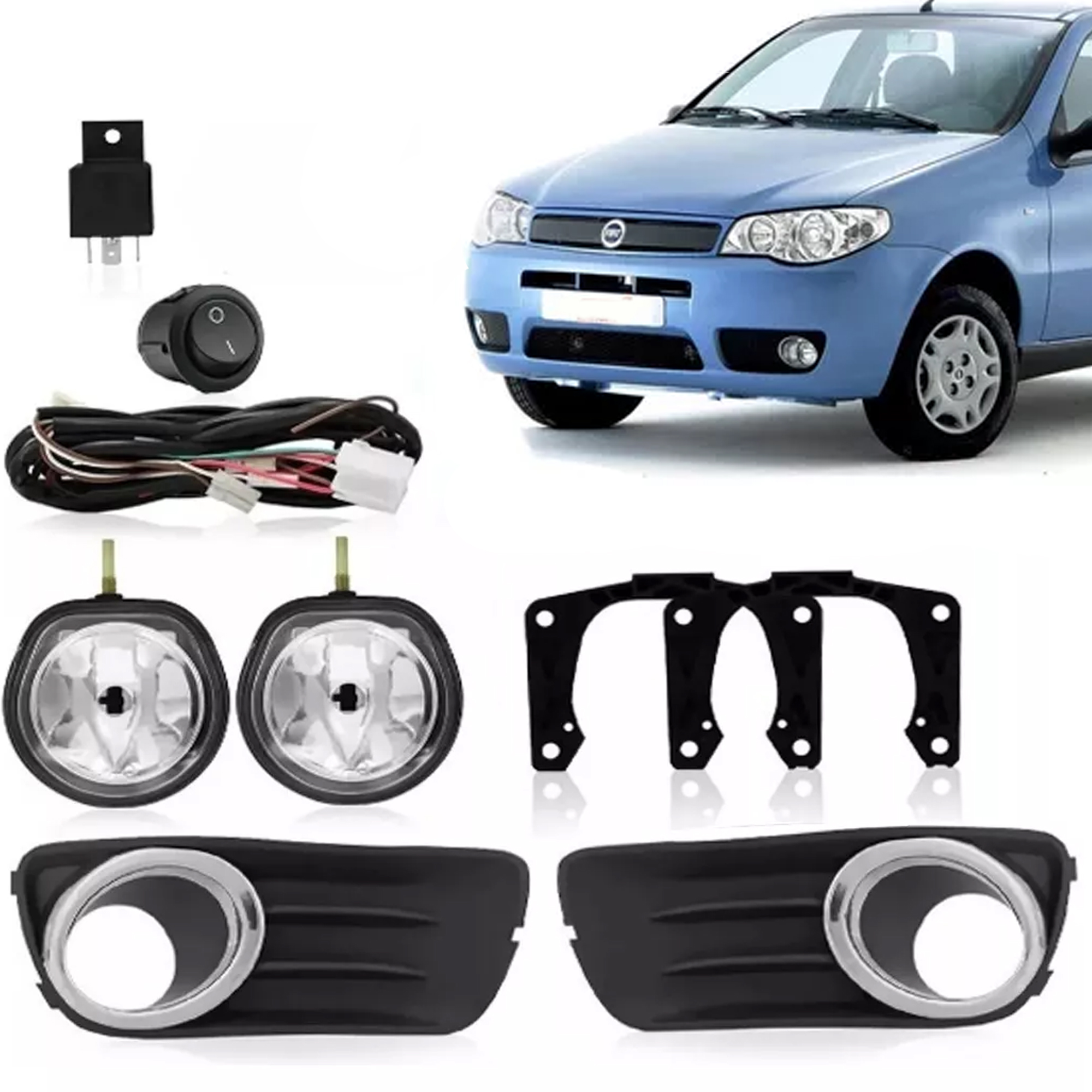 Kit Farol de Milha Palio Fire Economy 10/16 Botão Original Alternativo Tic Tac 2 Pinos Suits - STS128FT