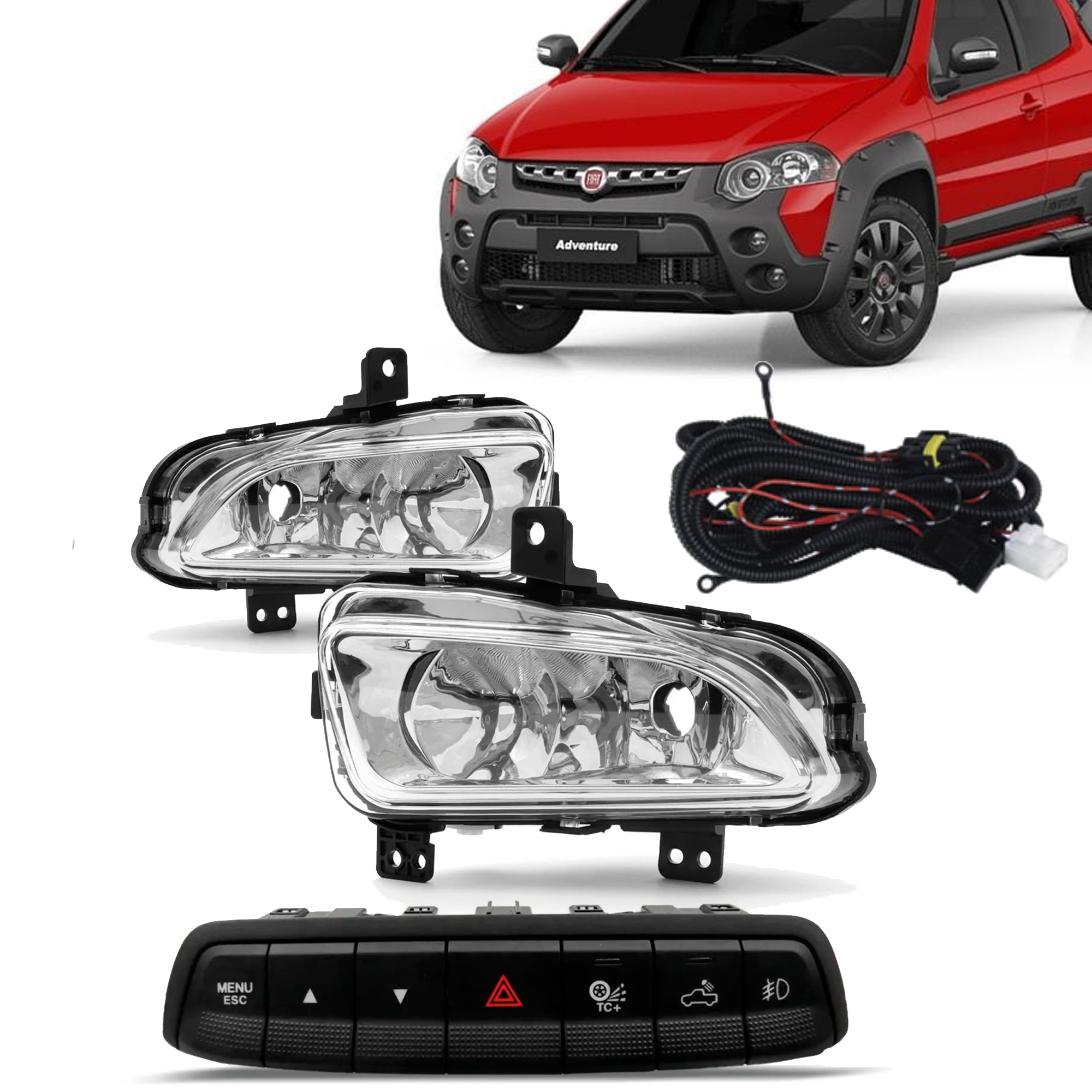 Kit Farol de Milha Strada 2020 a 2022 Lente Acrílico Endurance Botão Original Suits - STS132FT