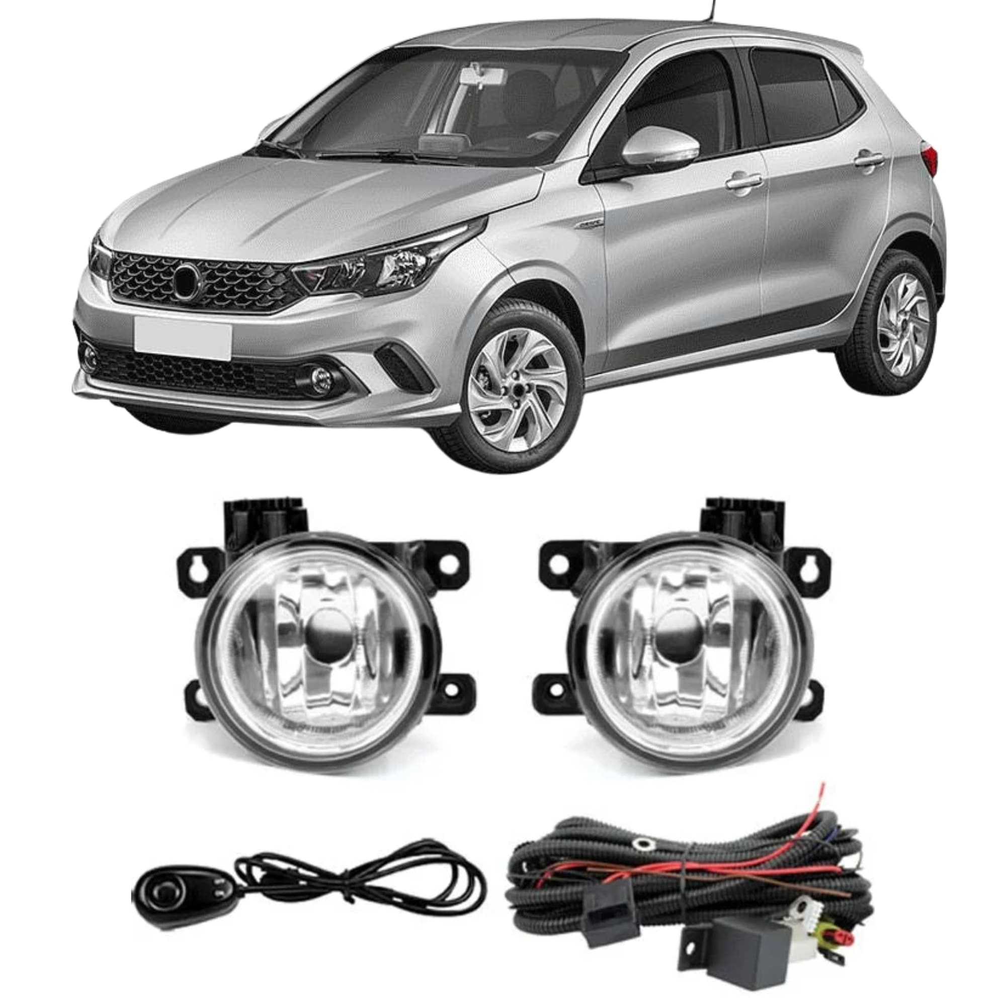 Kit Farol de Milha Argo/Cronos 2017 a 2022 Mobi 2016+ Botão Alternativo Colante Suits - STS134FT