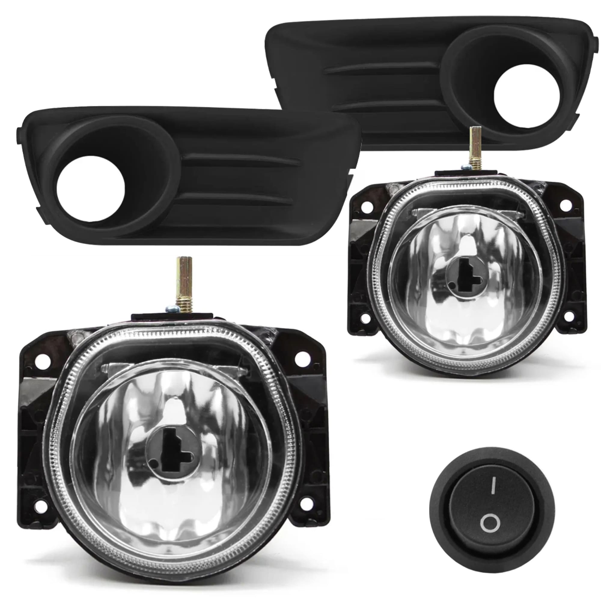 Kit Farol de Milha Palio Fire Economy Moldura Botão Alternativo Tic Tac 2 Pinos Suits - STS142FT
