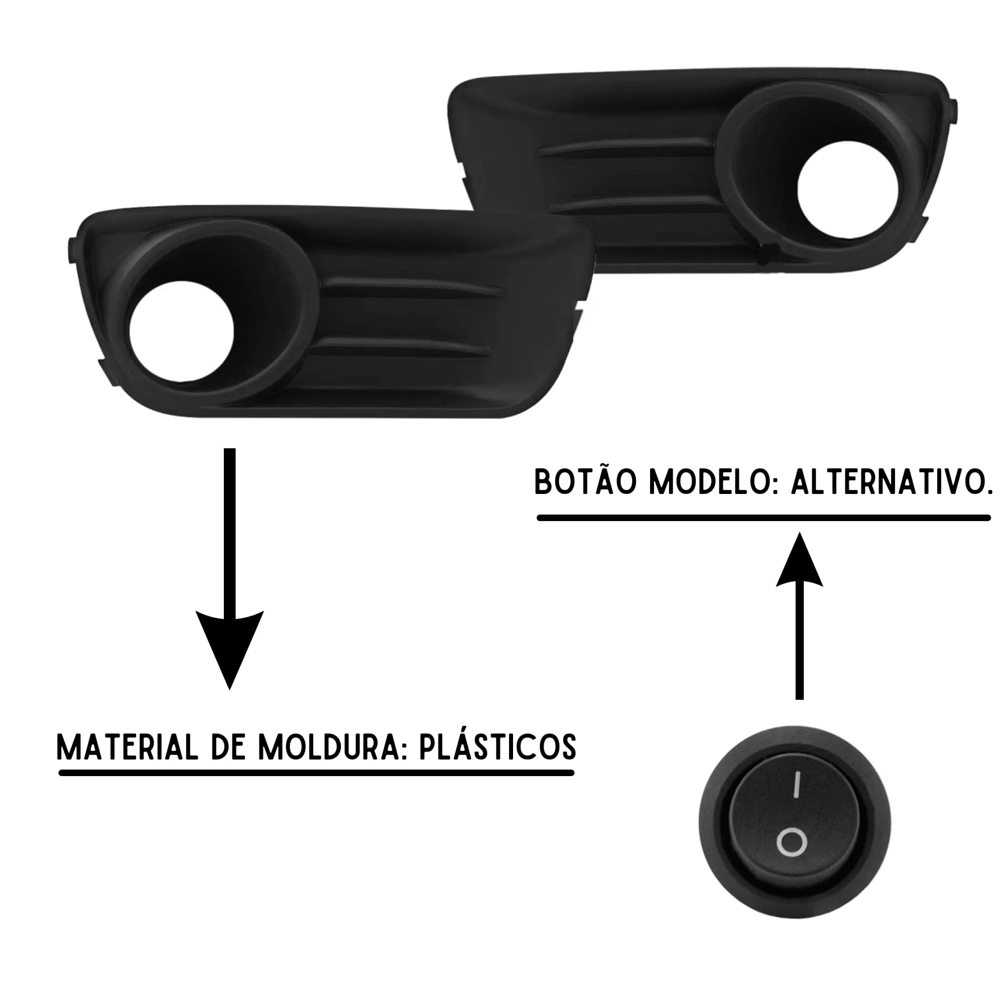 Kit Farol de Milha Palio Fire Economy Moldura Botão Alternativo Tic Tac 2 Pinos Suits - STS142FT