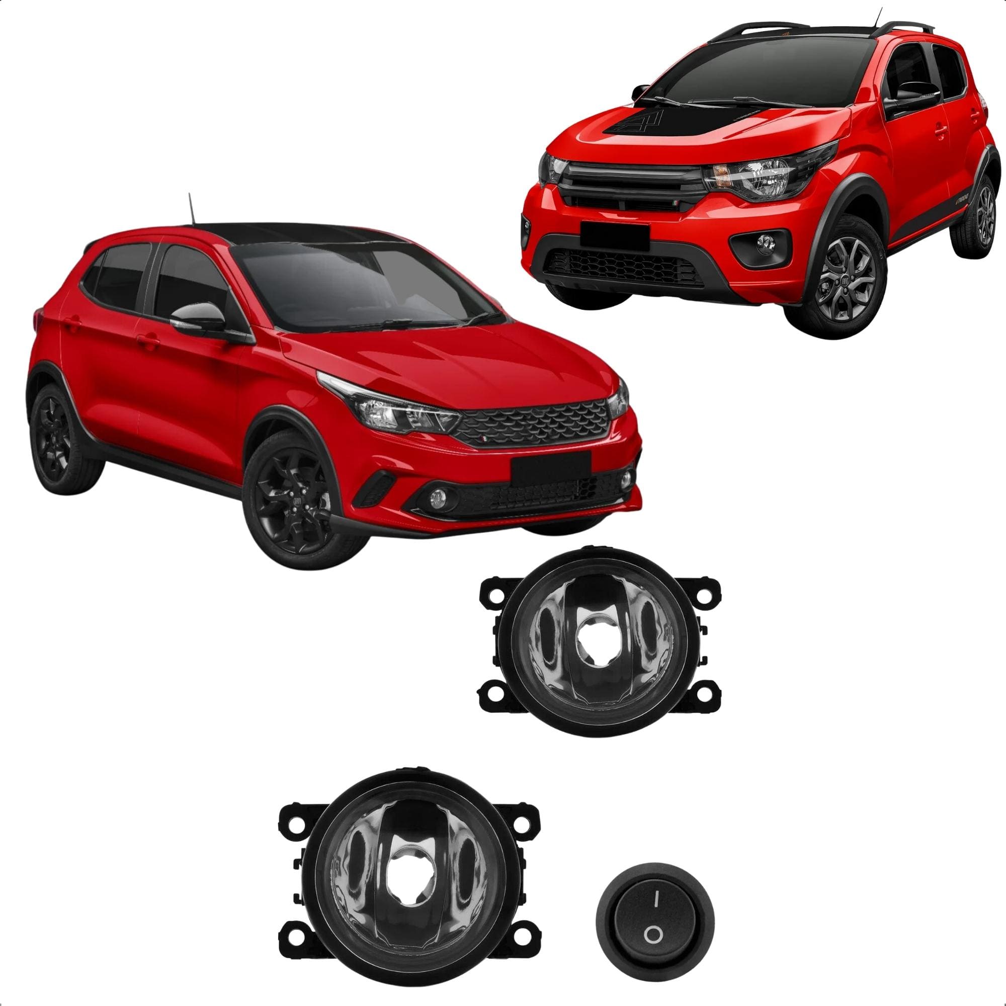 Kit Farol de Milha Argo/Crono 2017-2022 Mobi 2016-2023 Botão Modelo Tic Tac s/ Led Suits - STS158FT