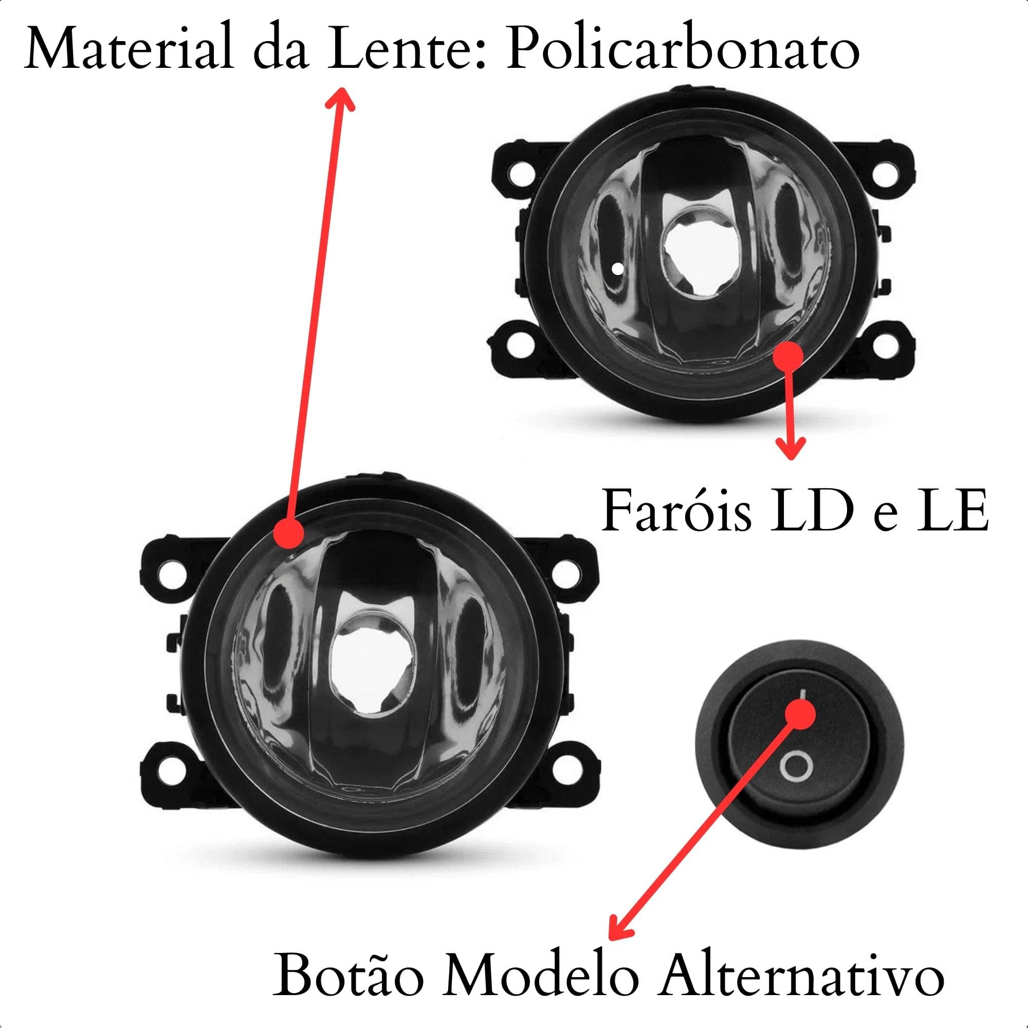 Kit Farol de Milha Argo/Crono 2017-2022 Mobi 2016-2023 Botão Modelo Tic Tac s/ Led Suits - STS158FT