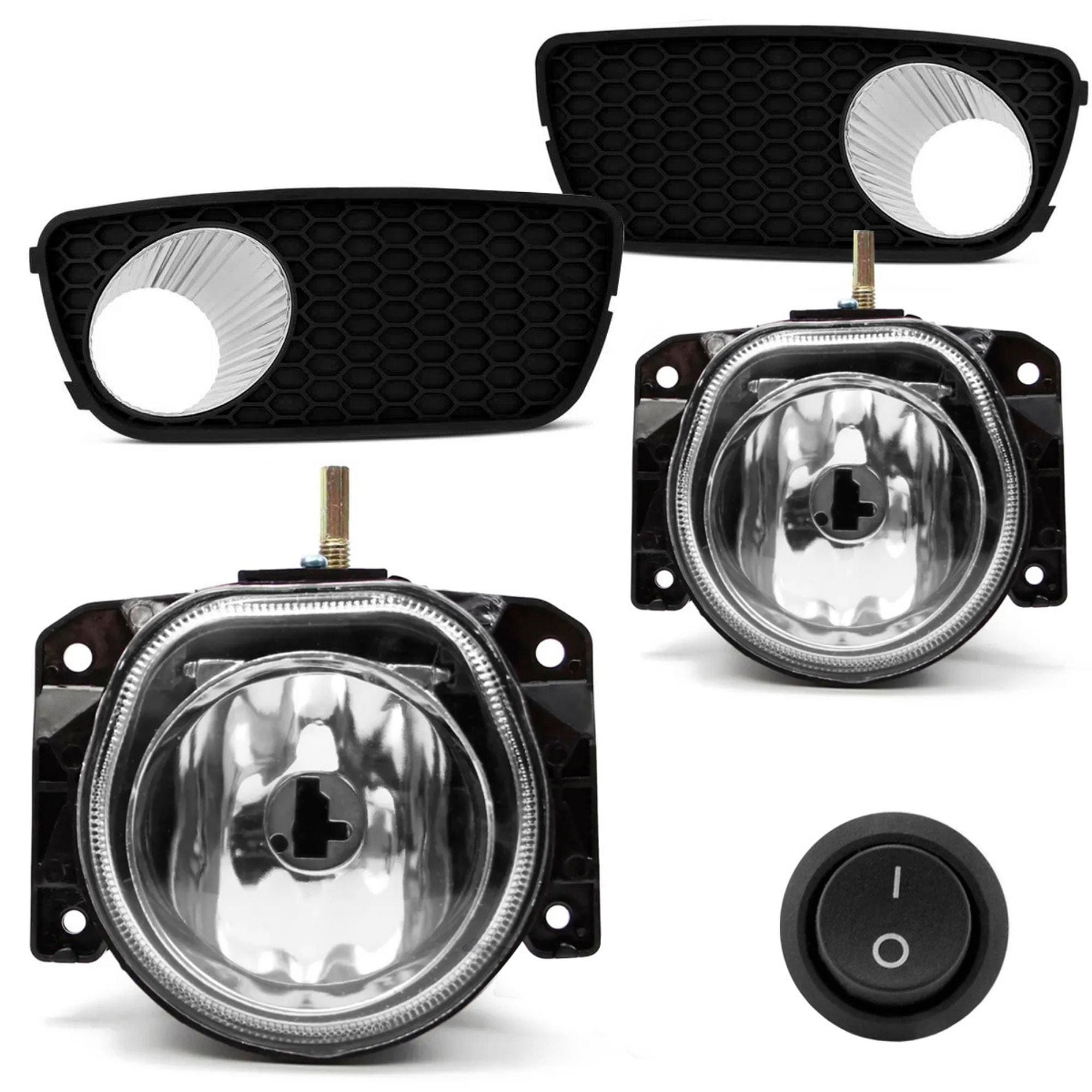 Kit Farol de Milha Palio Fire Celebration c/ Moldura Cromo e Suporte TicTac 2 Pinos Suits - STS165FT