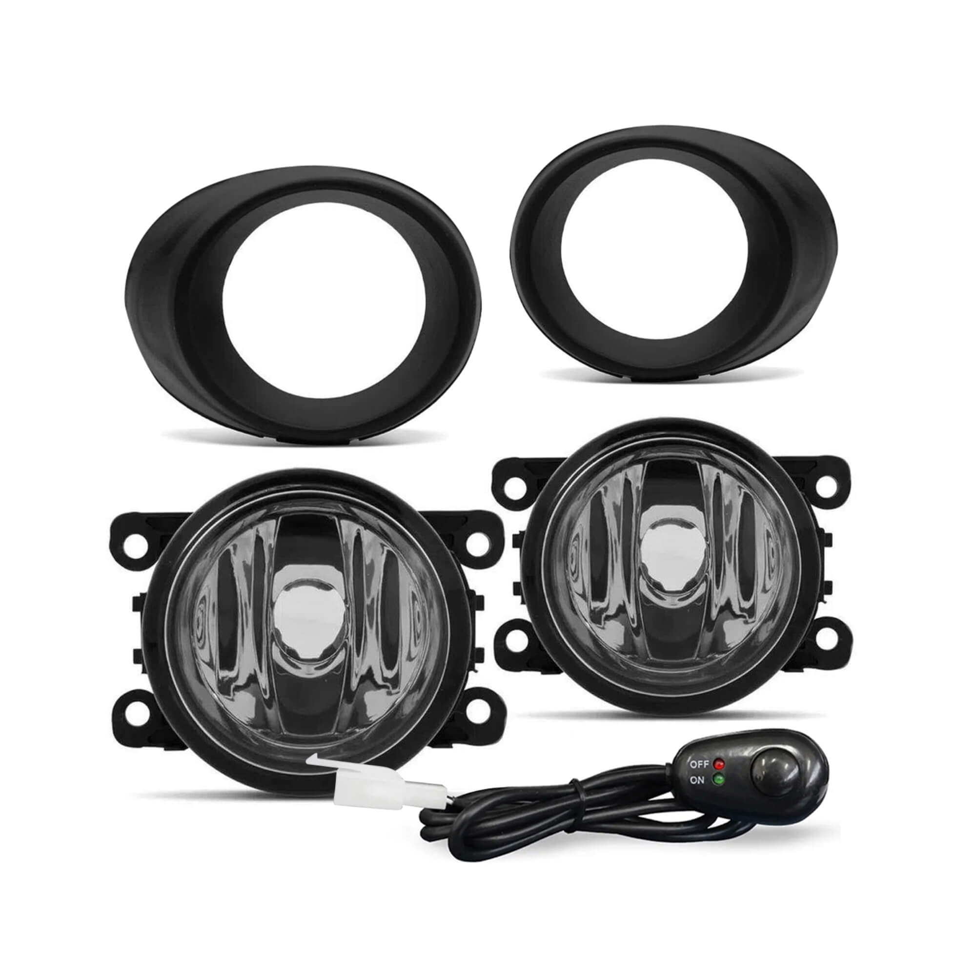 Kit Farol de Milha KA 2015 a 2018 Moldura Preta Botão Alternativo Colante Suits - STS413FD