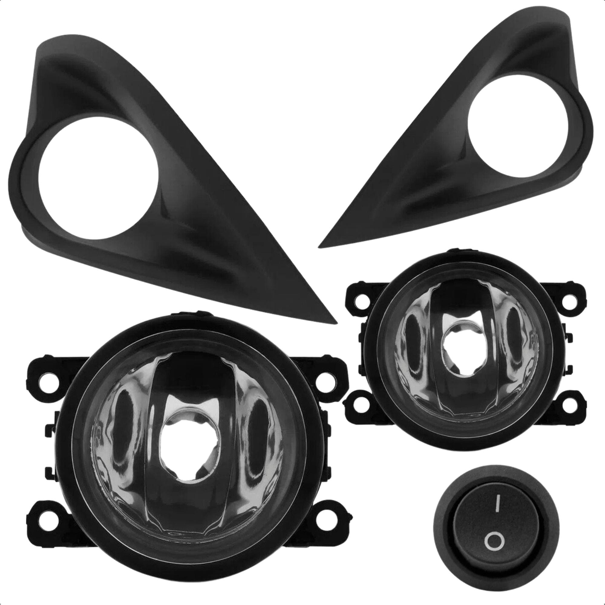 Kit Farol de Milha Fiesta Rocam 2010 até 2012 com Moldura e Botão Tic Tac 2 Pinos Suits - STS439FD