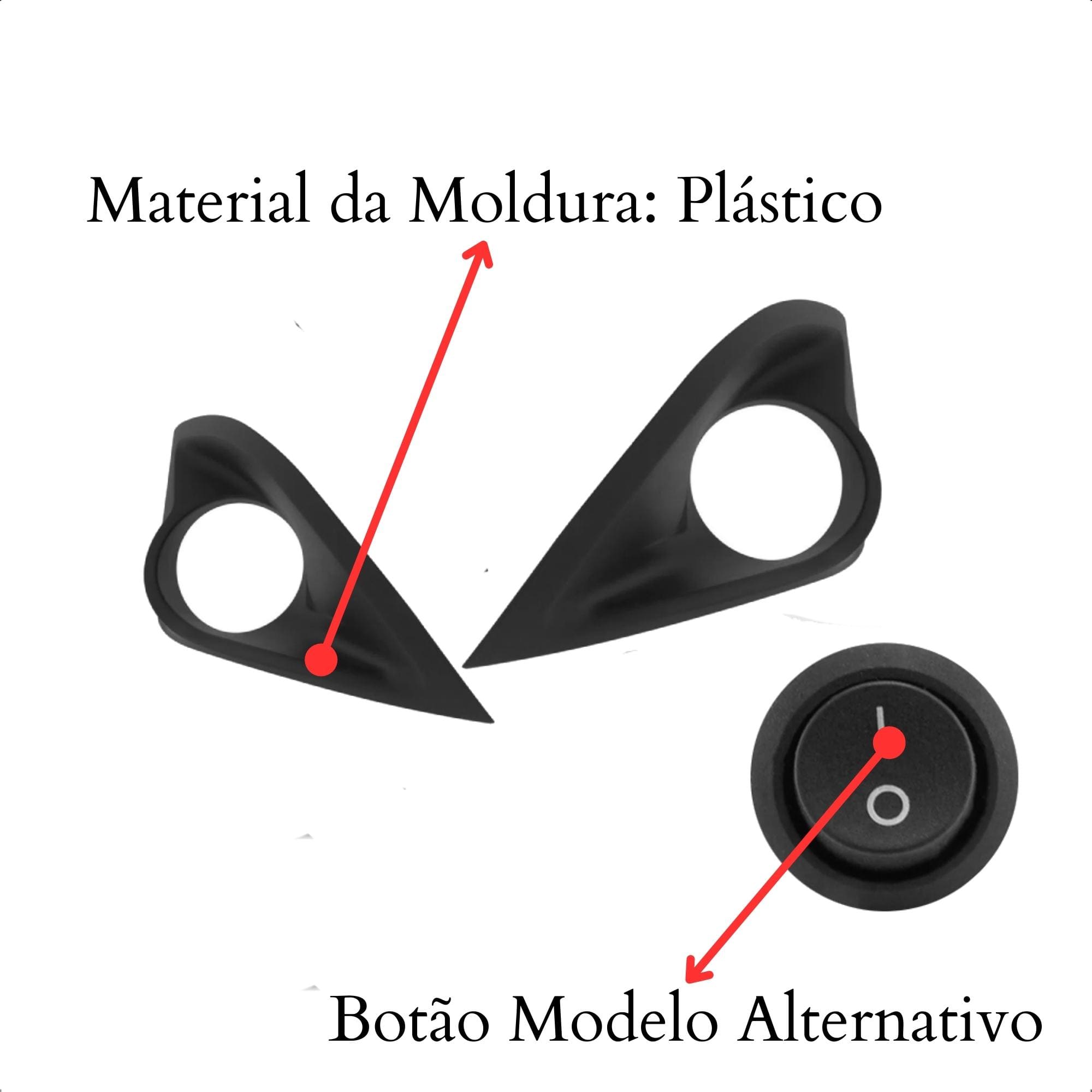 Kit Farol de Milha Fiesta Rocam 2010 até 2012 com Moldura e Botão Tic Tac 2 Pinos Suits - STS439FD