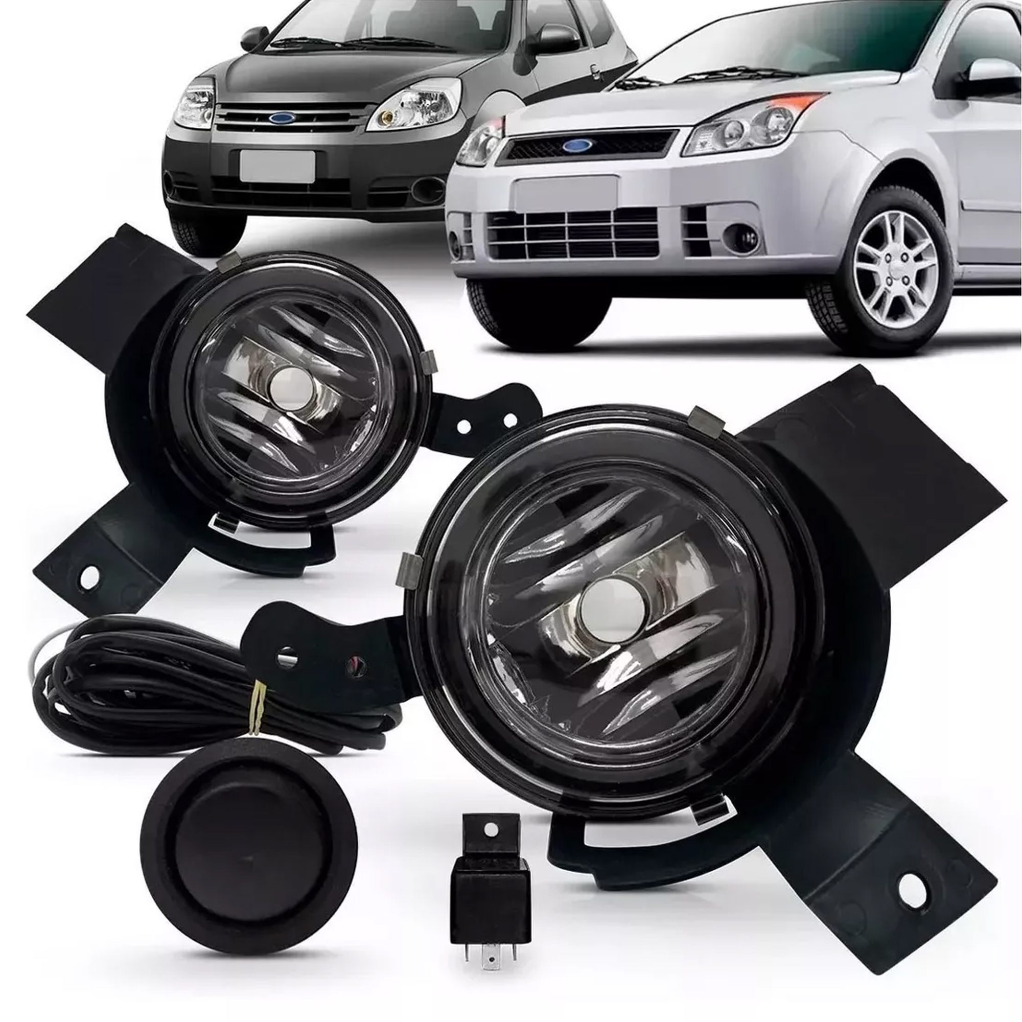 Kit Farol de Milha p/ Fiesta 2007 a 2009 Ka 2008 a 2011 Botão Alternativo TicTac sem Led Suits - STS441FD