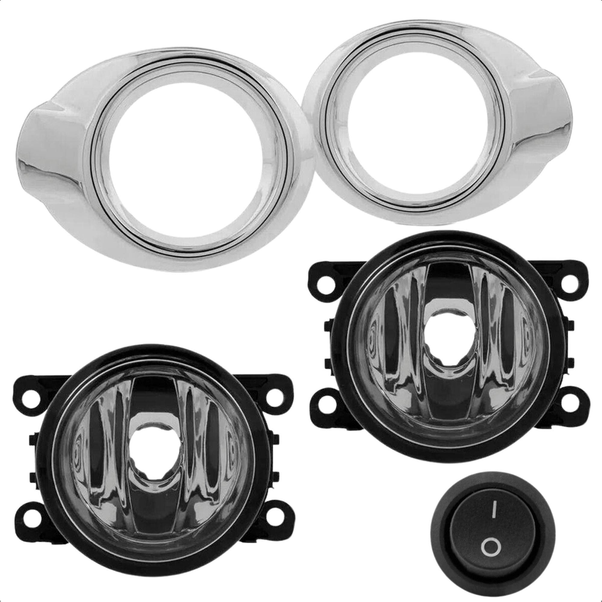 Kit Farol de Milha Focus 2014 a 2015 Moldura Cromo Botão Alternativo TicTac 2 Pinos Suits - STS444FD