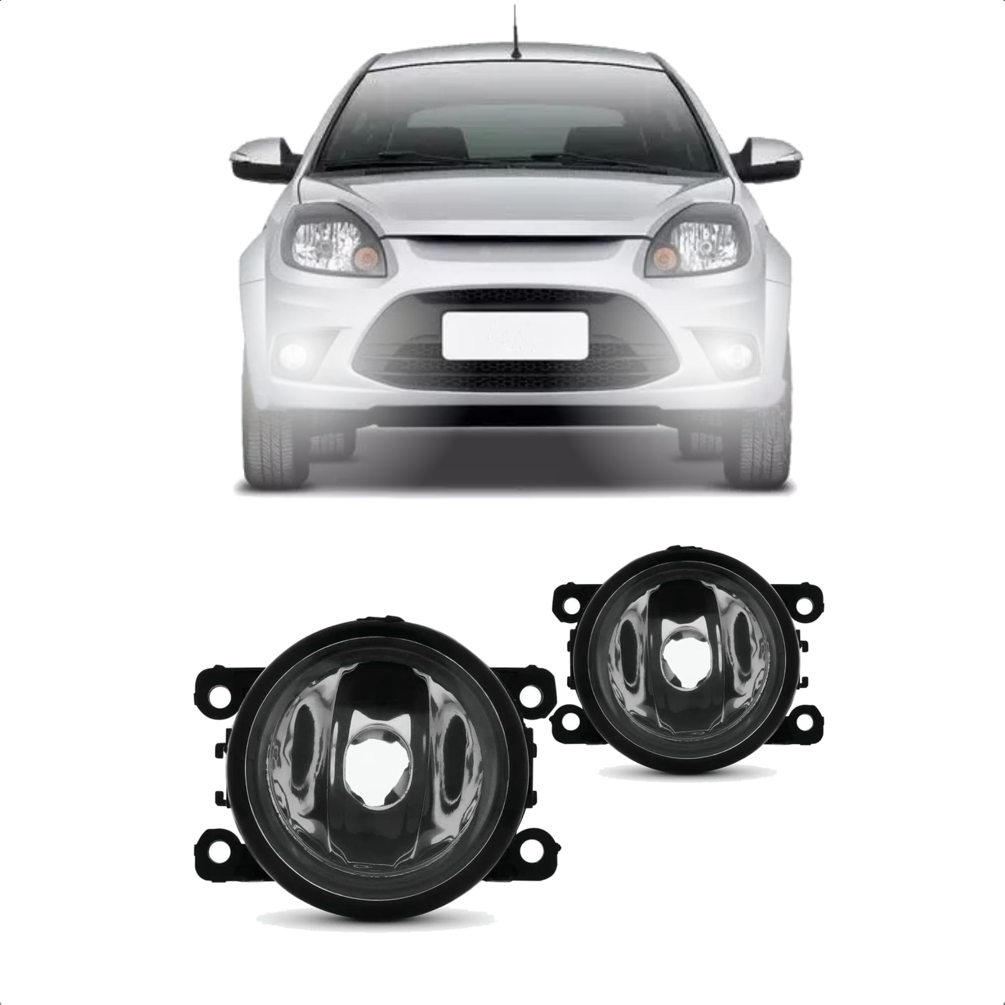 Kit Farol de Milha Ford KA 2012 2013 c/ Moldura Botão Alternativo Tic Tac 2 Pinos Suits - STS448FD