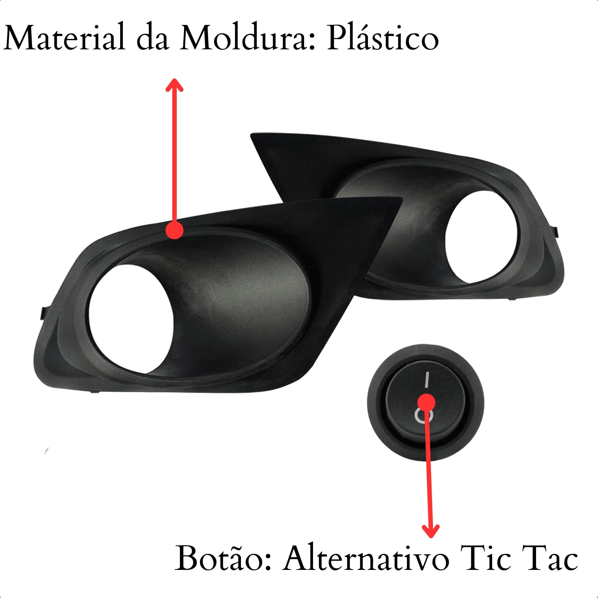 Kit Farol de Milha Ford KA 2012 2013 c/ Moldura Botão Alternativo Tic Tac 2 Pinos Suits - STS448FD