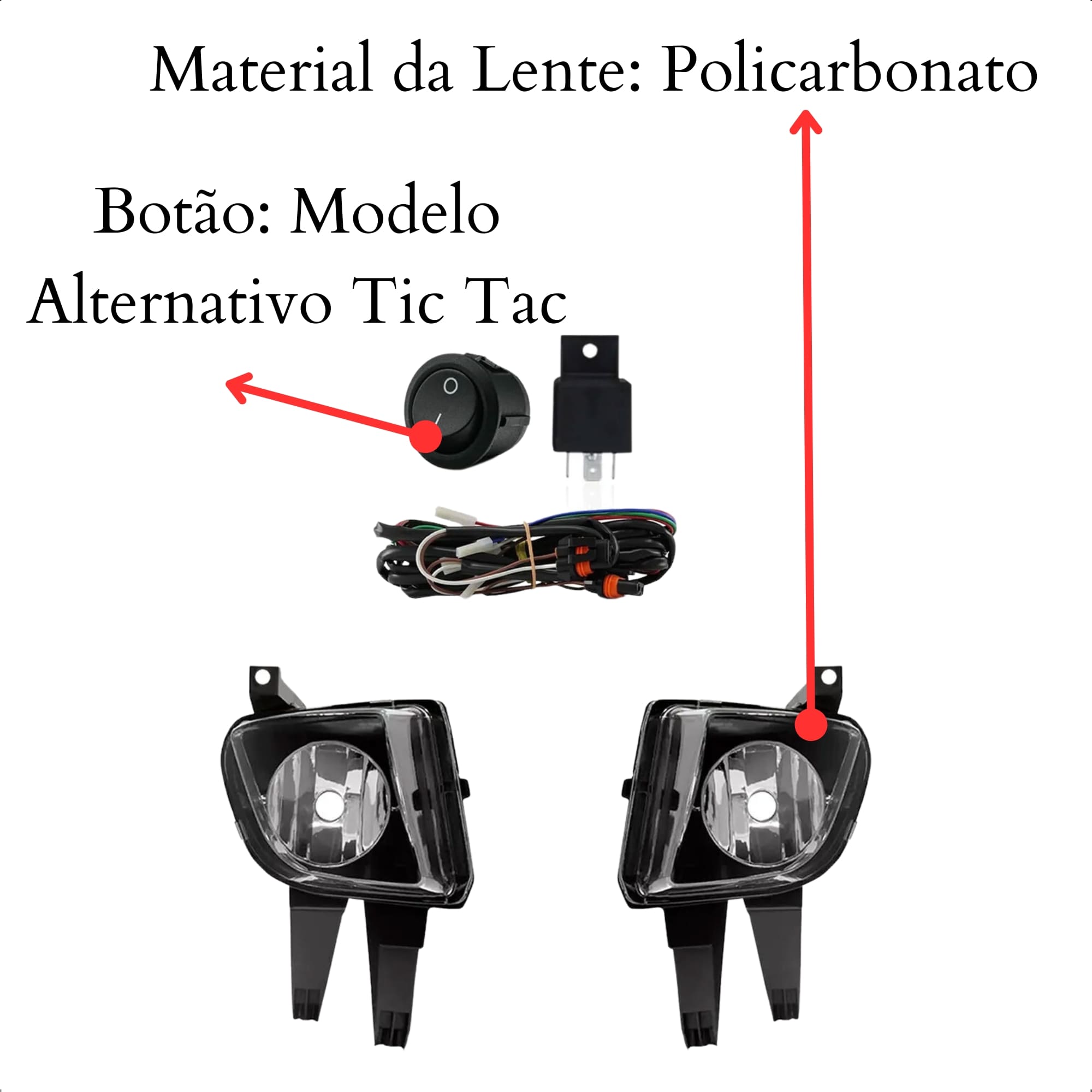 Kit Farol de Milha Celta 2007 a 2015 Prisma 2007 a 2012 Botão Alternativo Tic Tac sem LED Suits - STS702CV