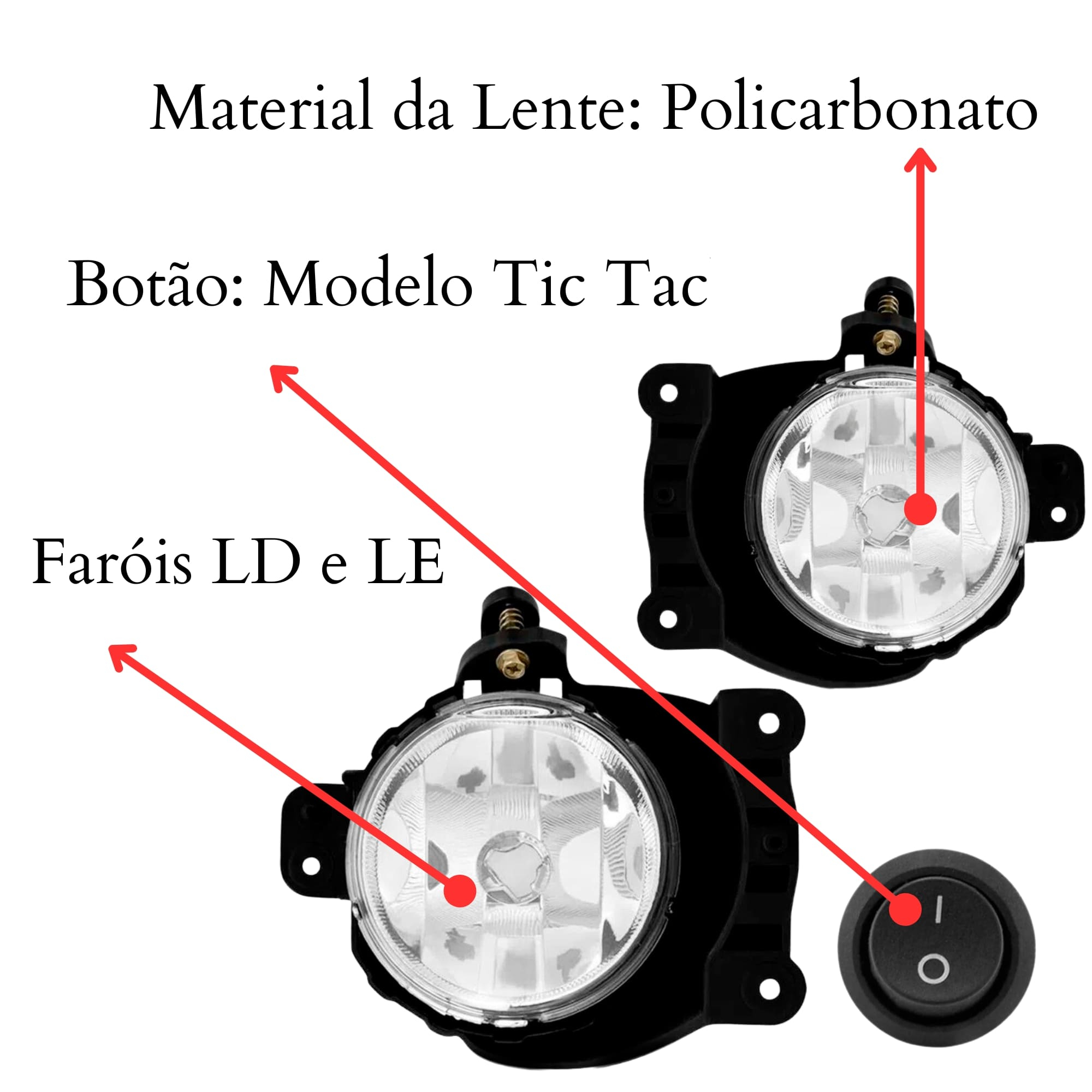 Kit Farol de Milha Onix Prisma Cobalt Spin sem Moldura Alternativo TicTac sem LED Suits - STS716CV