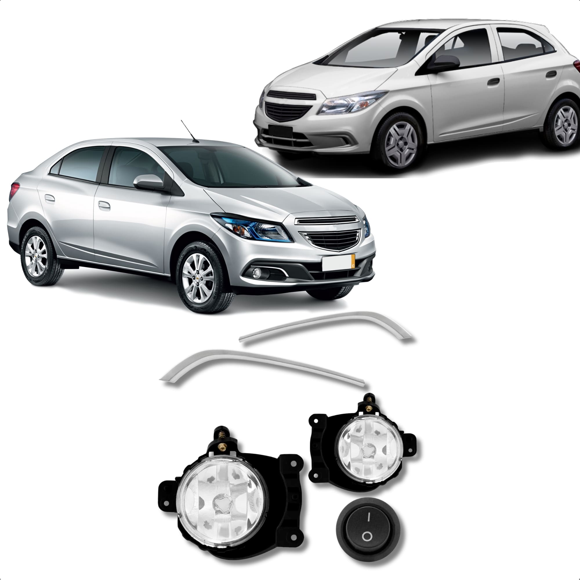 Kit Farol de Milha Onix 2012 a 2014 Prisma 2013 a 2015 Filete Cromo Botão TicTac sem LED Suits - STS761CV