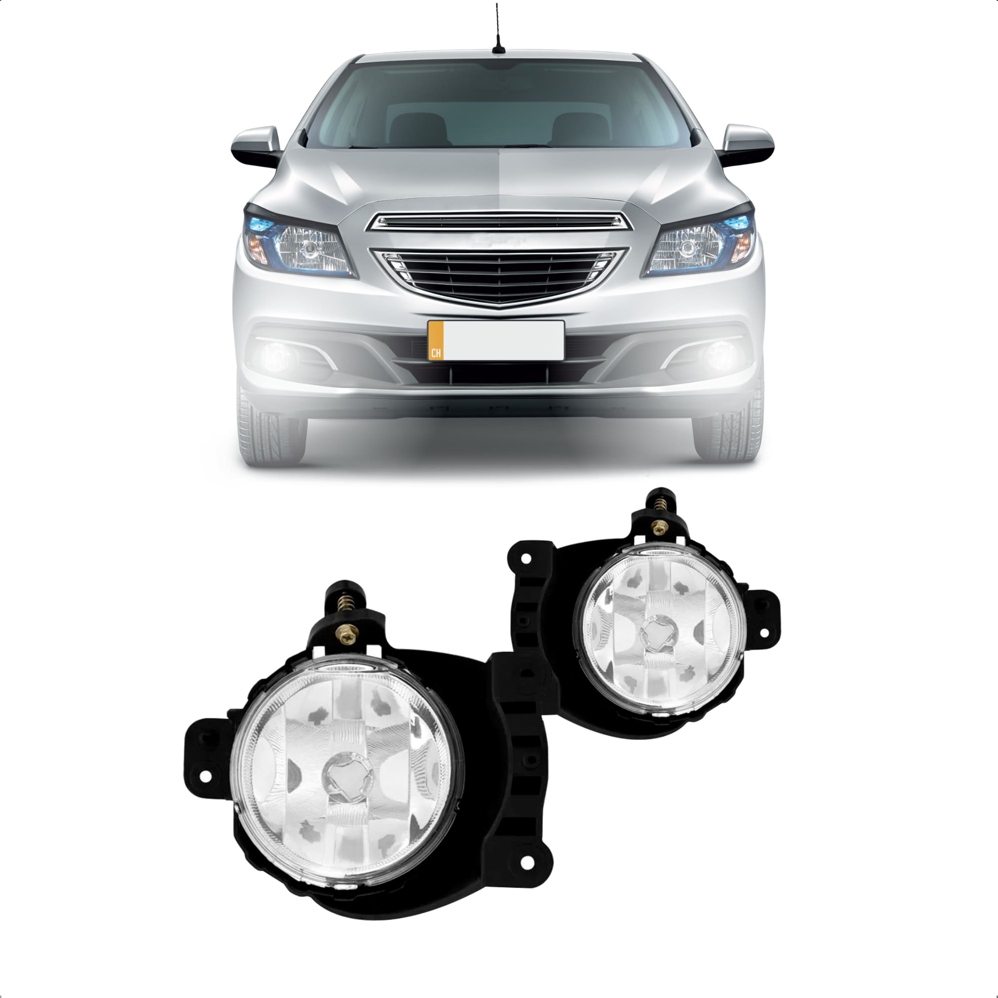 Kit Farol de Milha Onix 2012 a 2014 Prisma 2013 a 2015 Filete Cromo Botão TicTac sem LED Suits - STS761CV