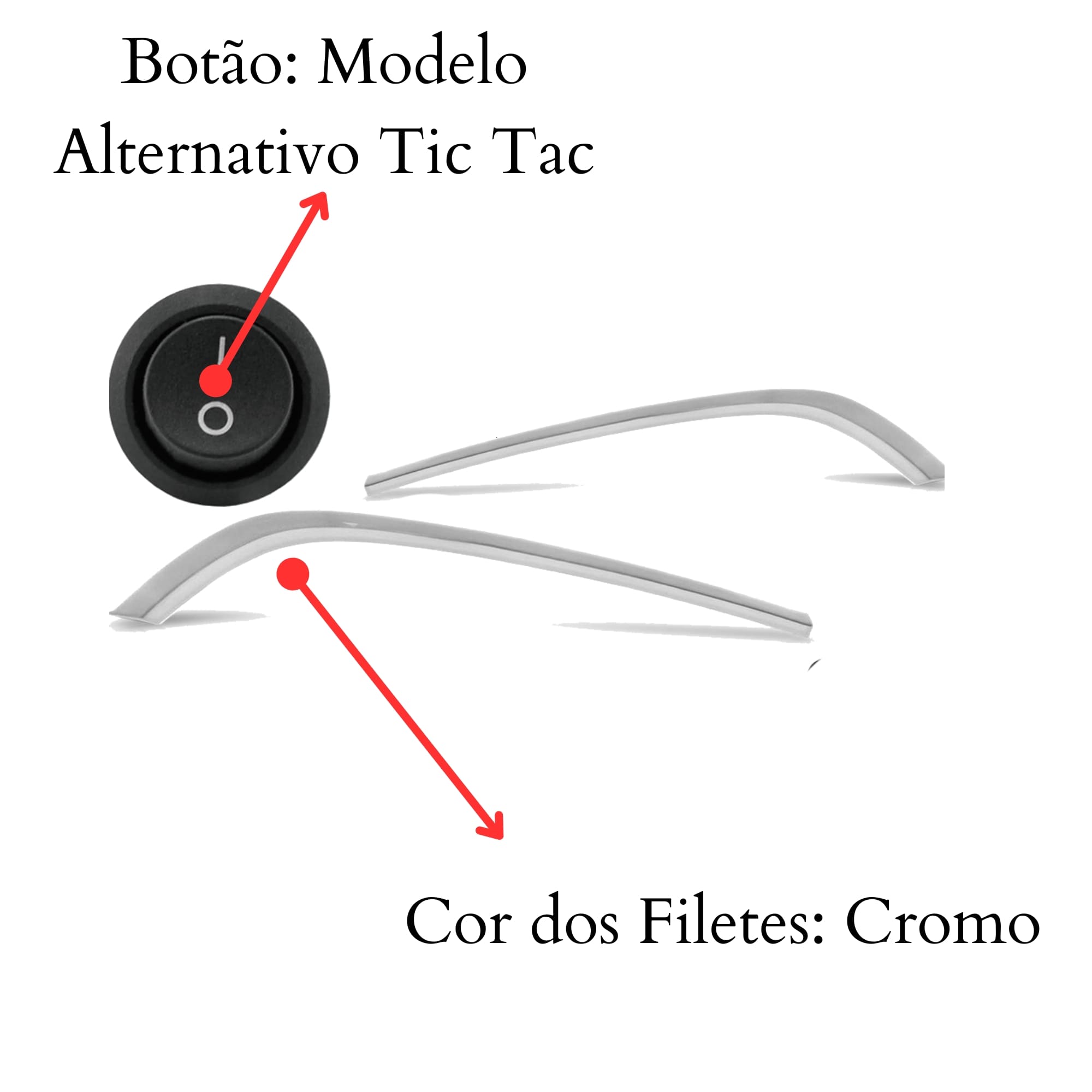 Kit Farol de Milha Onix 2012 a 2014 Prisma 2013 a 2015 Filete Cromo Botão TicTac sem LED Suits - STS761CV