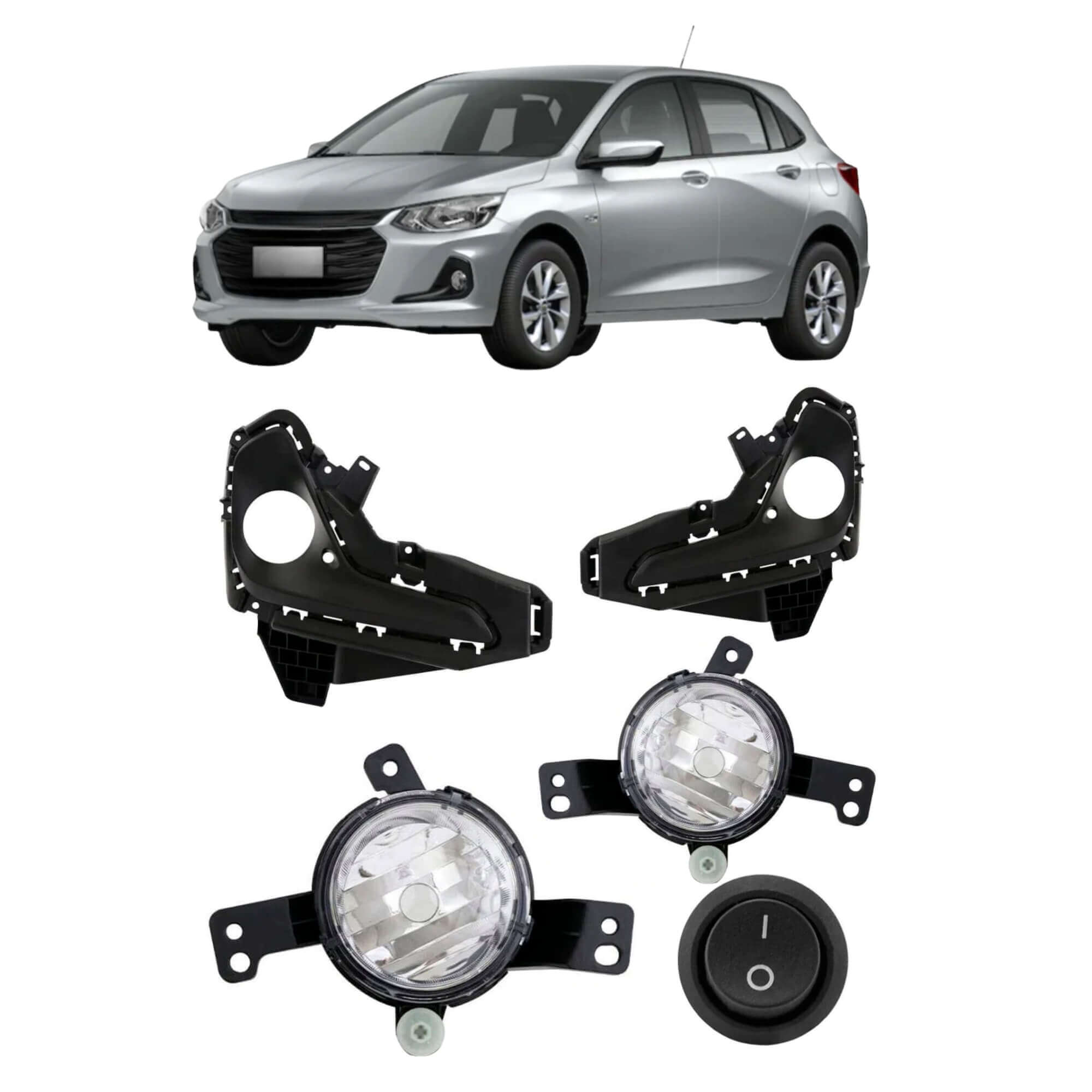 Kit Farol de Milha Onix 2020 a 2022 Moldura Preta Botão Alternativo Tic Tac Sem Led Suits - STS764CV