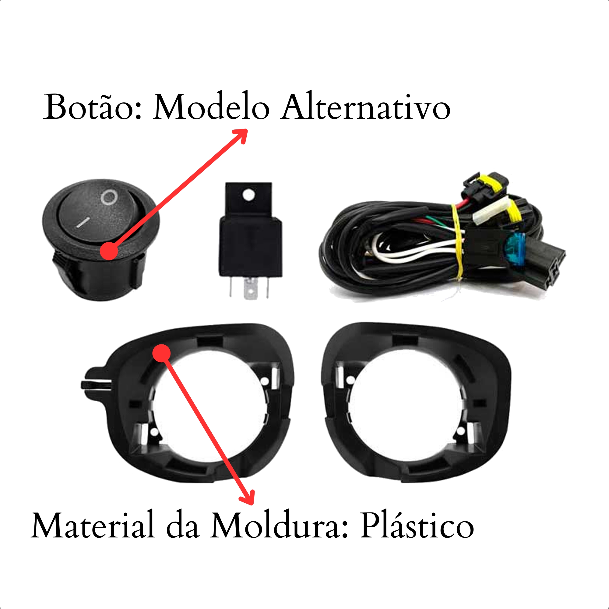 Kit Farol de Milha Logan e Sandero 2007/2011 Clio e Duster 2013/2016 Botão Suits - STS917RN