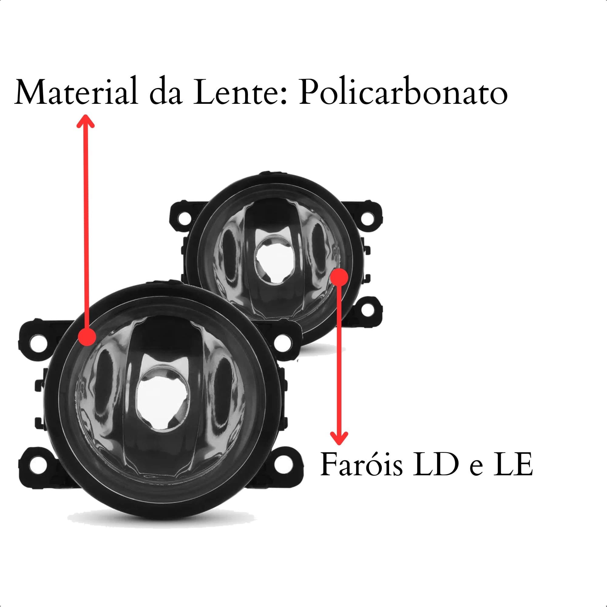 Kit Farol de Milha para Renault Logan 2015 a 2018 Moldura Cromo Botão Tic Tac 2 Pinos Suits - STS926RN