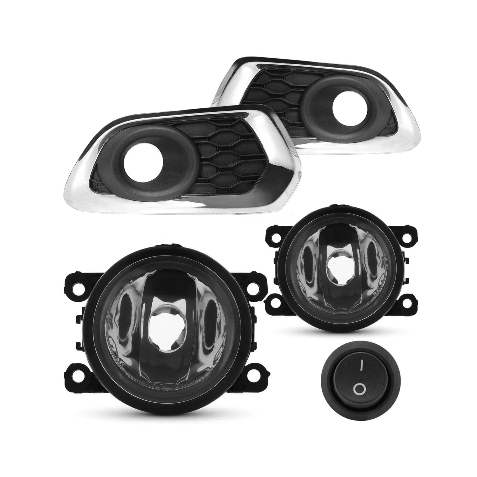 Kit Farol de Milha Sandero 2015 a 2017 Moldura Cromo e Botão Tic Tac Alternativo Suits - STS934RN
