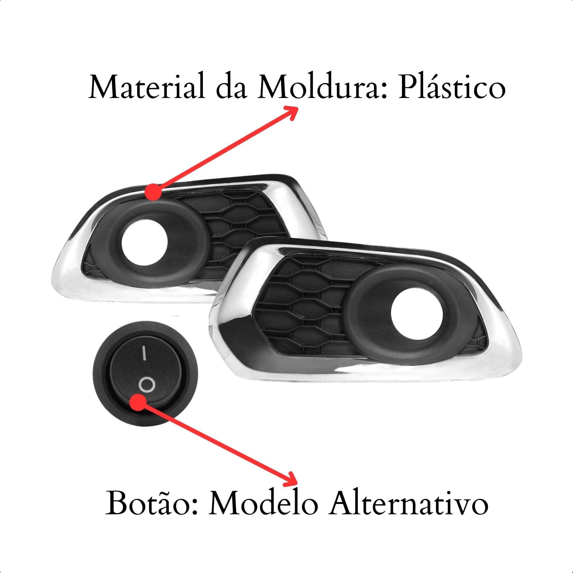 Kit Farol de Milha Sandero 2015 a 2017 Moldura Cromo e Botão Tic Tac Alternativo Suits - STS934RN