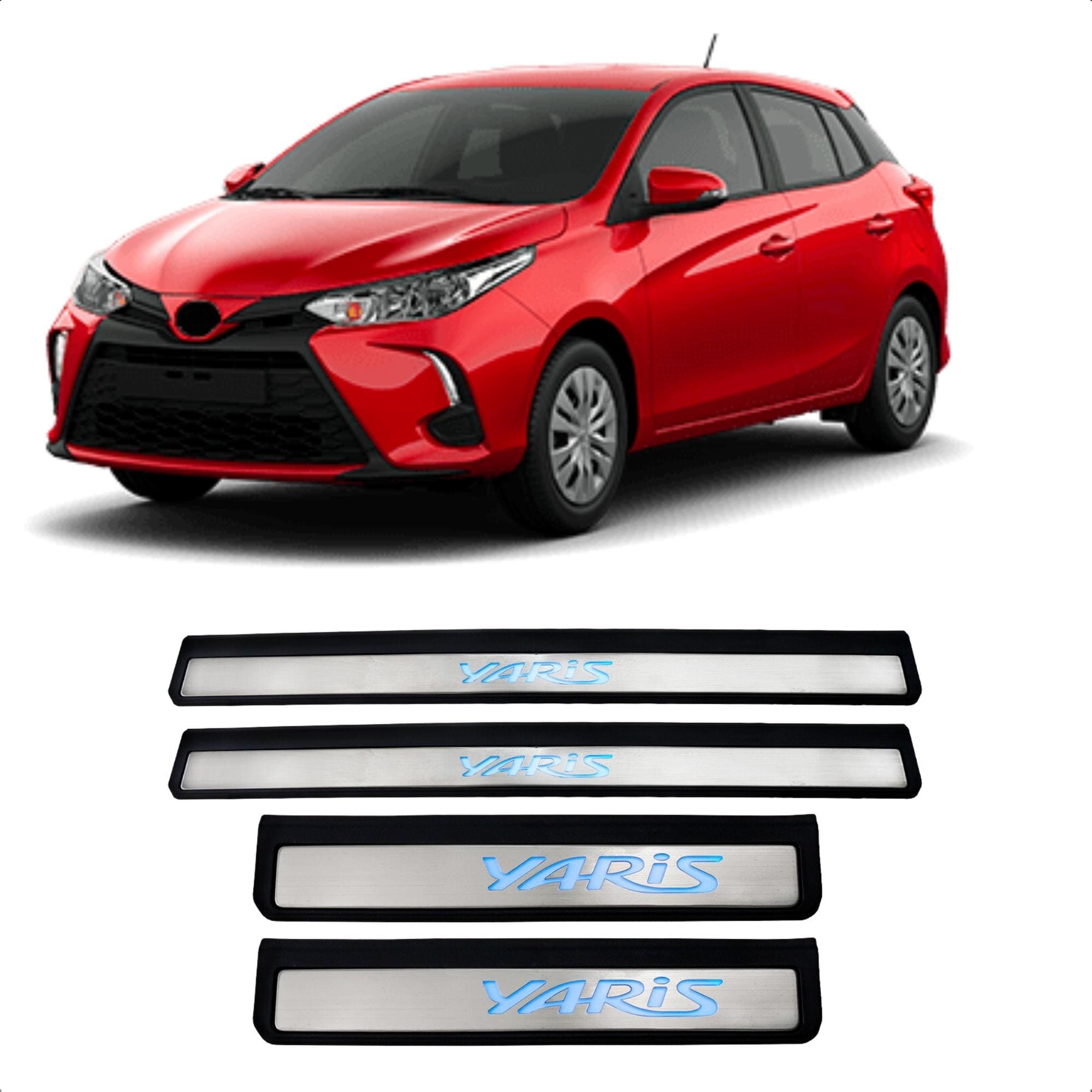 Soleira de Aço Inox para Porta Yaris 2019 até 2023 Cor Cromo Iluminação com Led Suits - SLA871