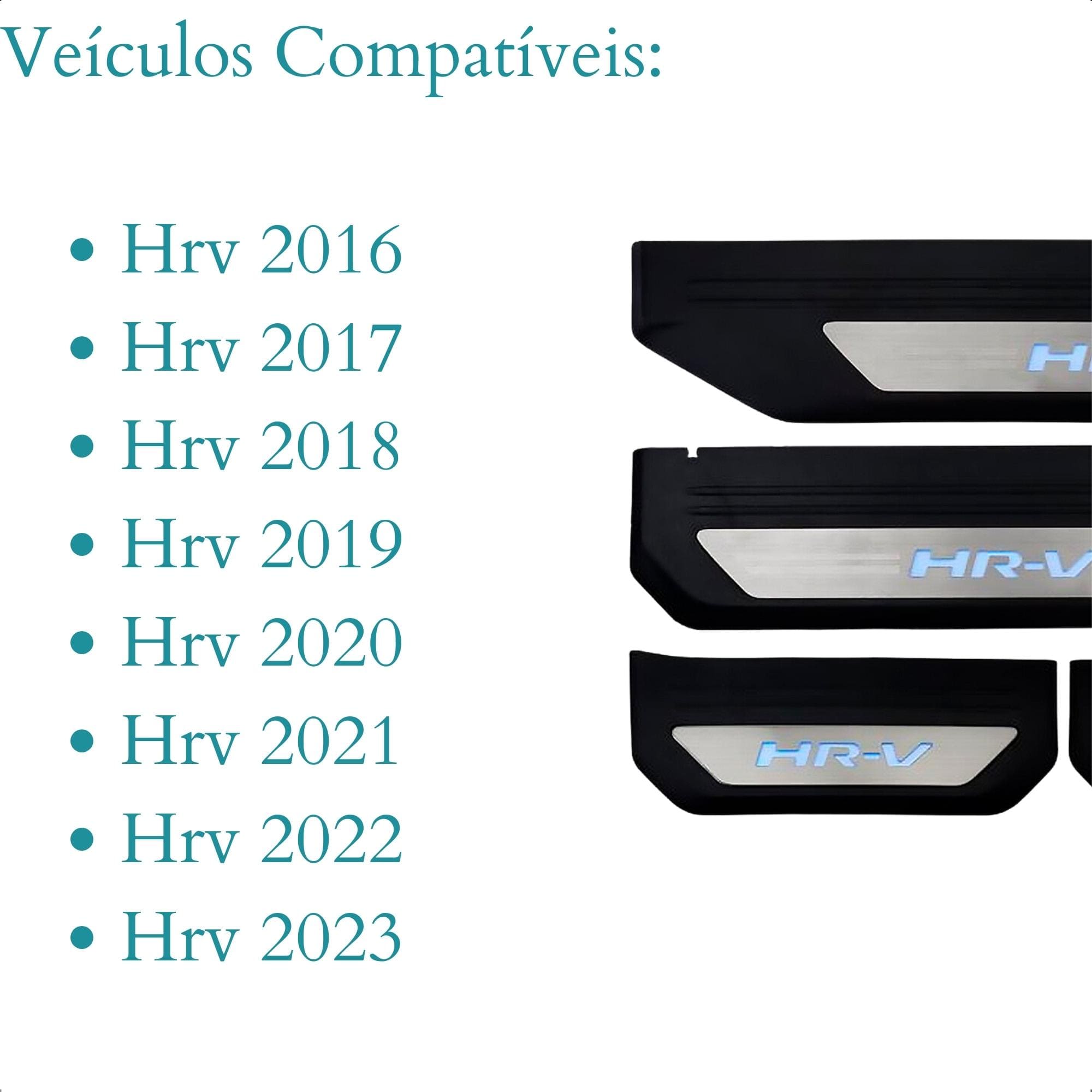 Soleira de Porta para HRV 2016 até 2023 com Led em Aço Inox Cor Cromo Suits - SLA878