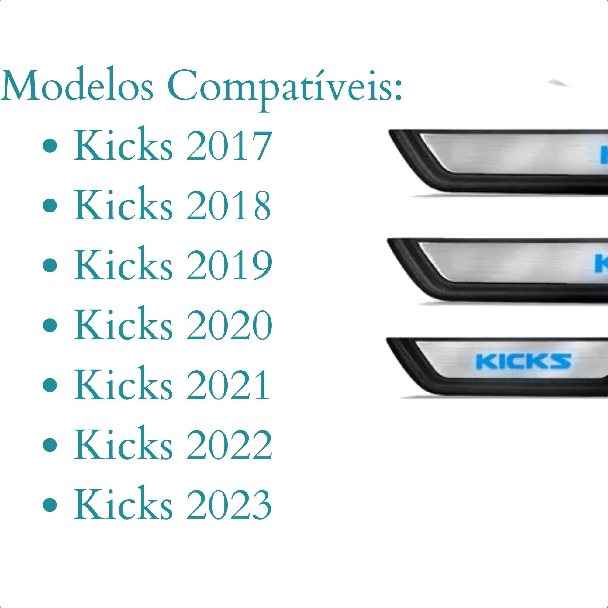 Soleira de Porta em Aço Inox para Kicks 2017 até 2023 Cor Cromo com Led Suits - SLA879