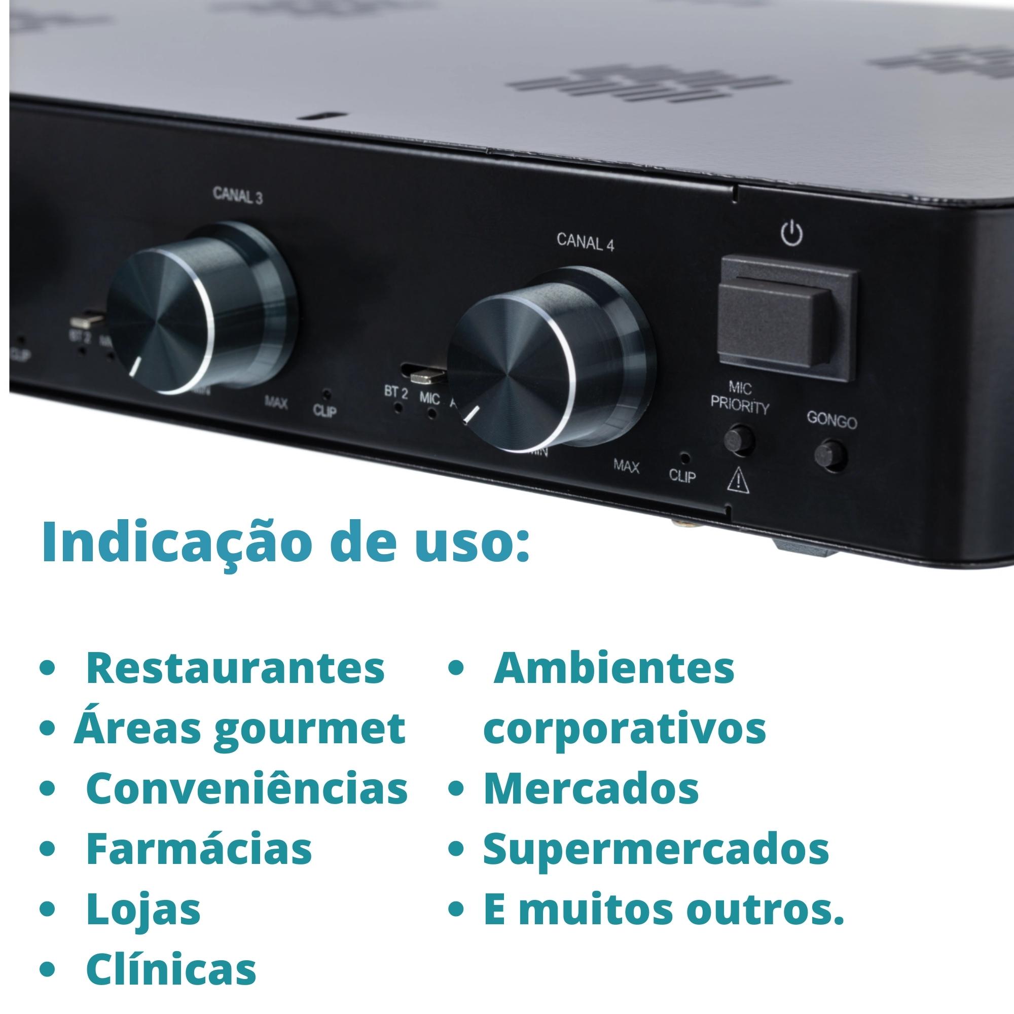 Amplificador Frahm Slim 4700 HDMI 4 Canais de 120W RMS, 4 Ohms Classe D, Bivolt Automático -  32169