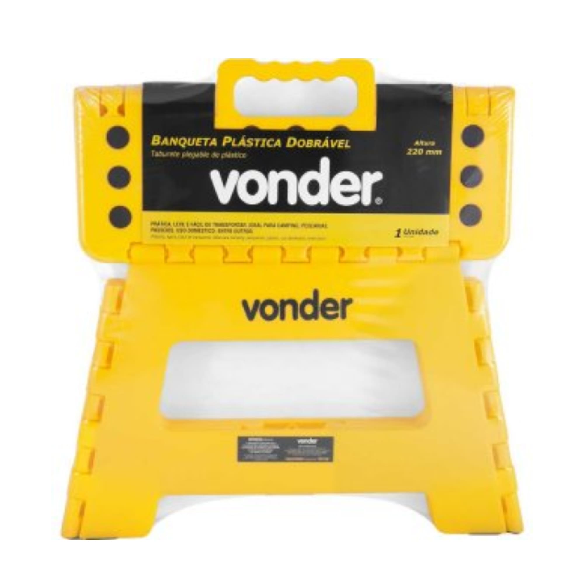 Banqueta Plástica Dobrável Amarela Altura 220mm Vonder - 3540022001